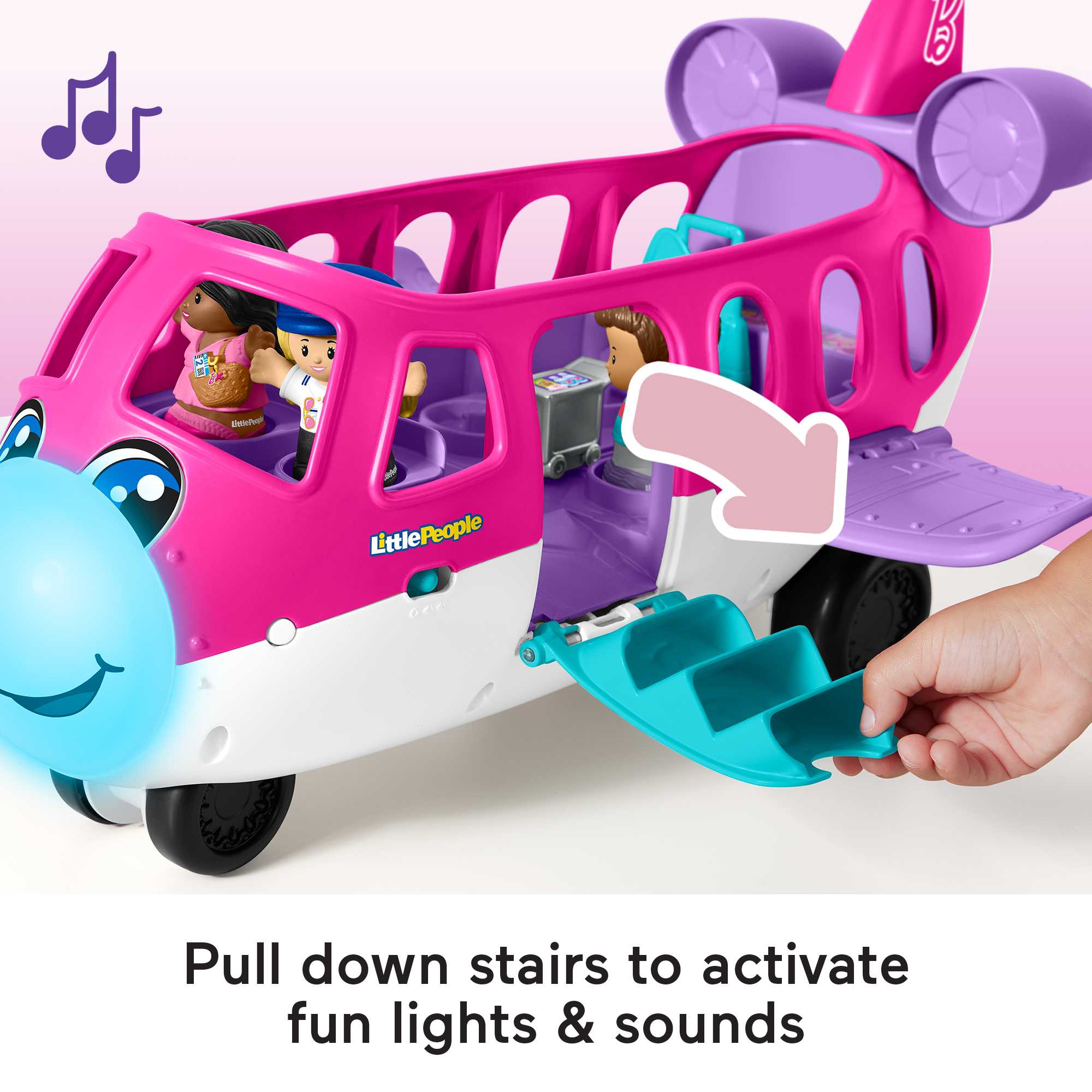 Little People Barbie Toy Airplane With Lights Music And 3 Figures, Little Dream Plane, Toddler Toys - Image 3