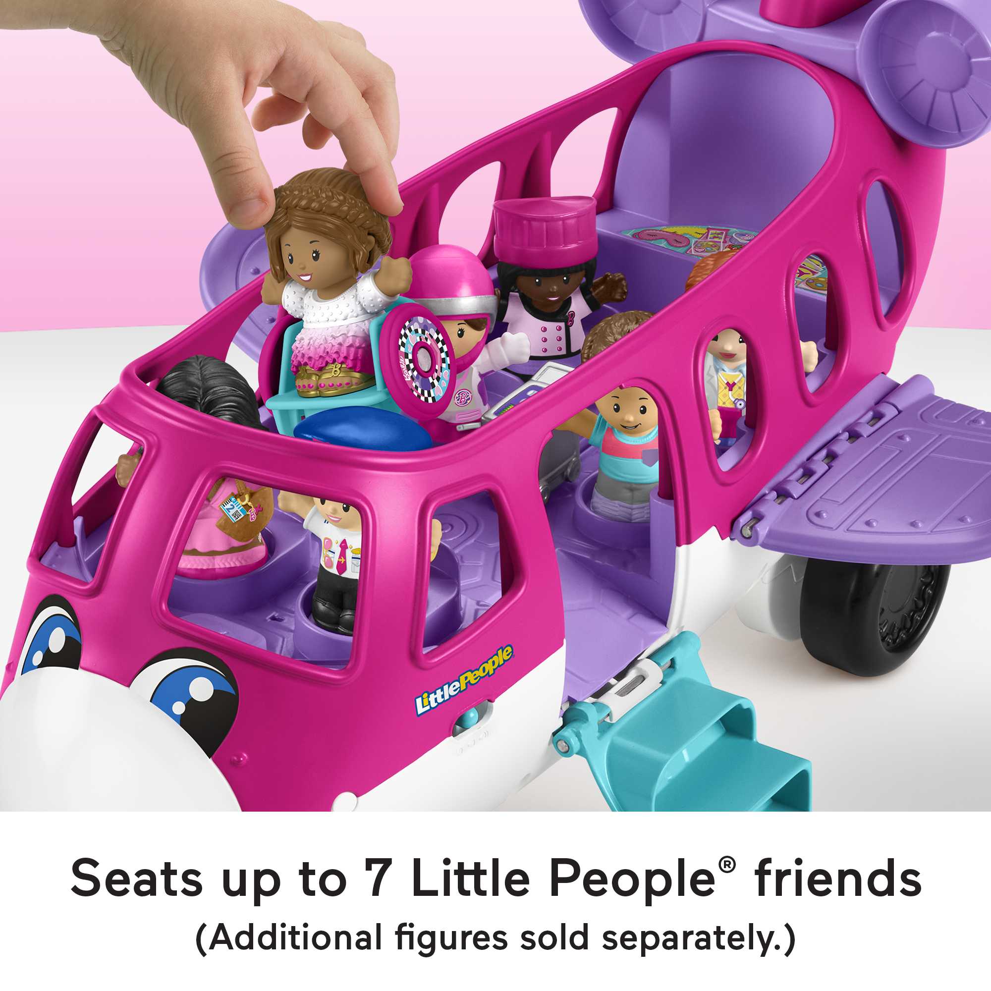 Little People Barbie Toy AIrplane With Lights Music And 3 Figures, Little Dream Plane, Toddler Toys, Multi-Language Version - Image 5