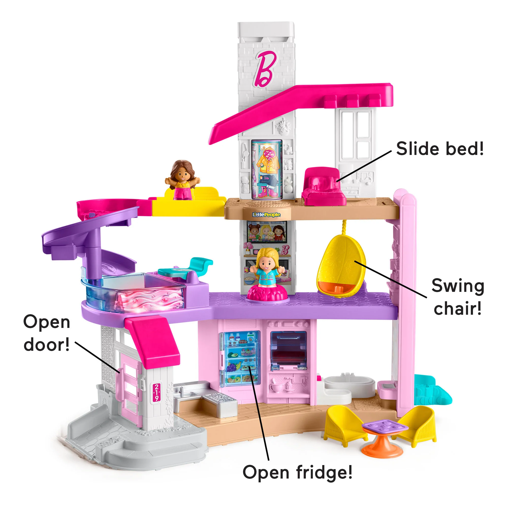 Fisher-Price Little People Barbie Little Dreamhouse Toddler Playset With Music & Lights, 7 Pieces - Image 5