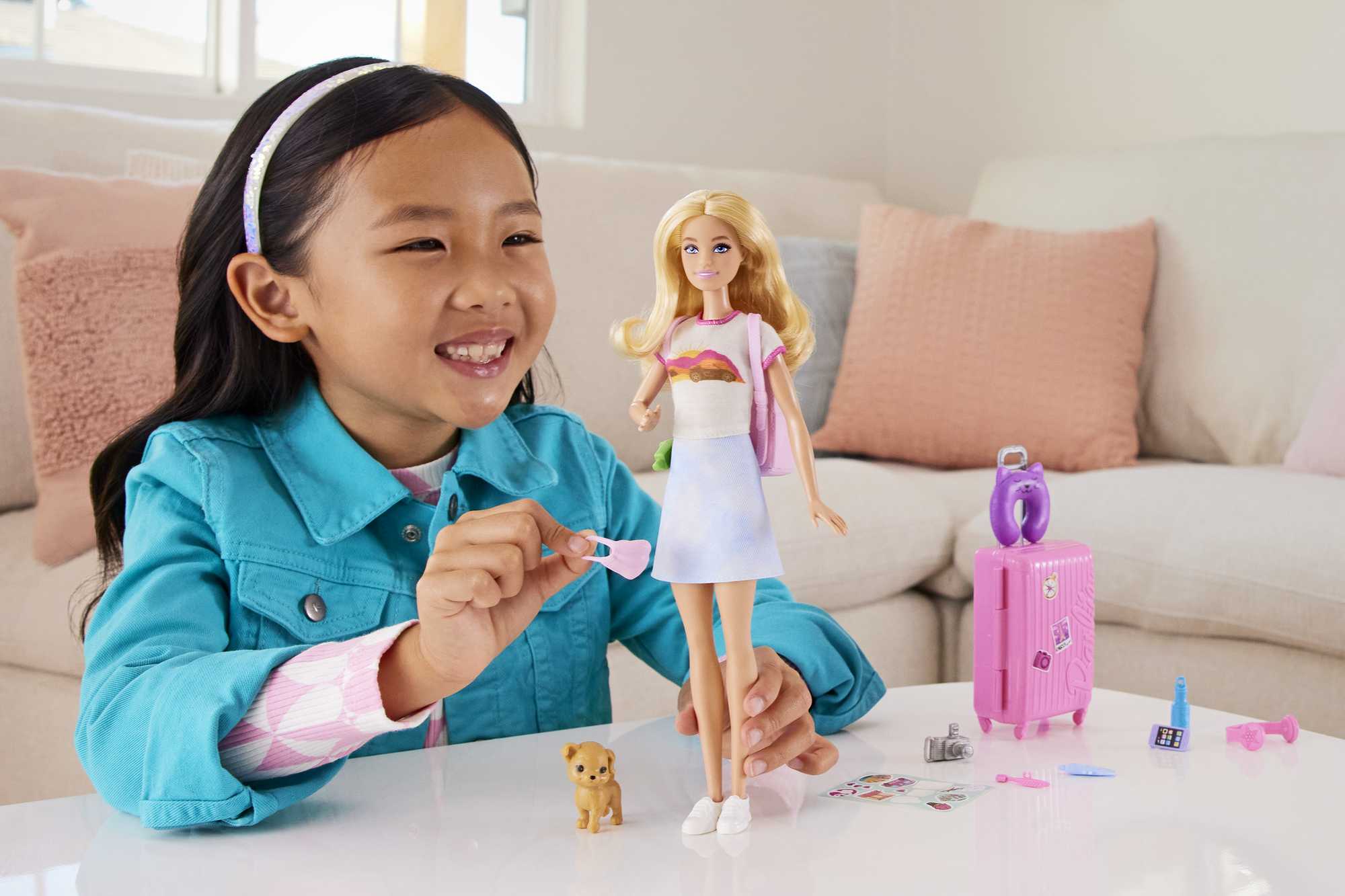 Barbie Doll And Accessories, 'Malibu' Travel Set With Puppy And 10+ Pieces Including Working Suitcase - Image 2