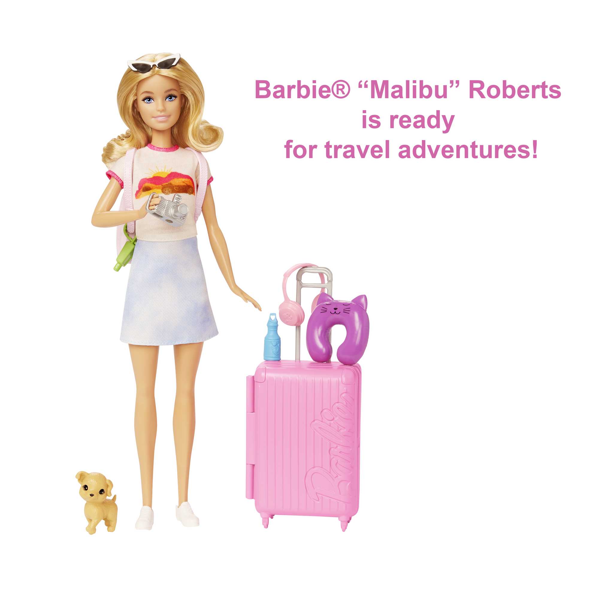 Barbie Doll And Accessories, 'Malibu' Travel Set With Puppy And 10+ Pieces Including Working Suitcase - Image 5