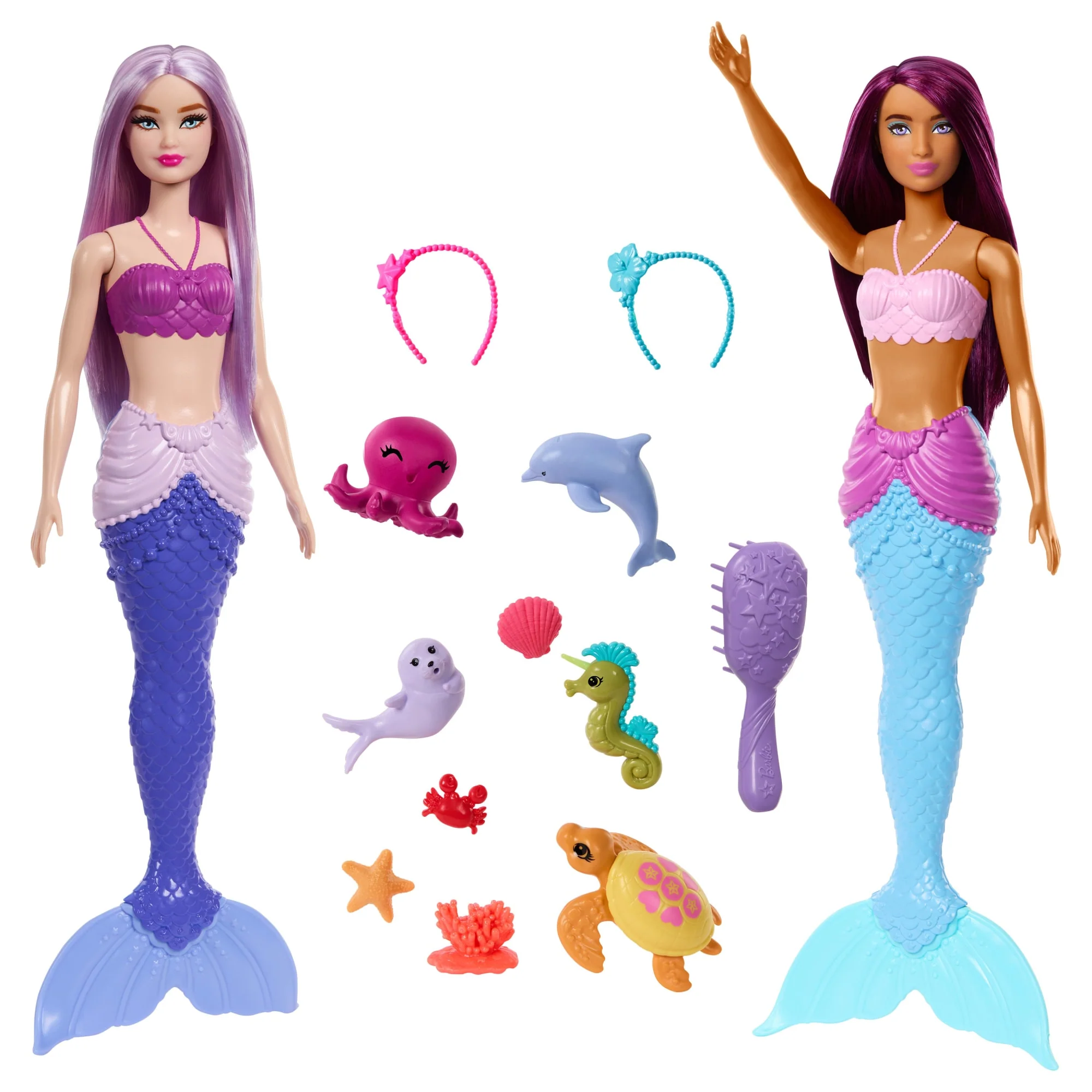 Barbie Mermaid Dolls 2-Pack With Sea Animals, Headbands & Ocean Accessories - Image 4