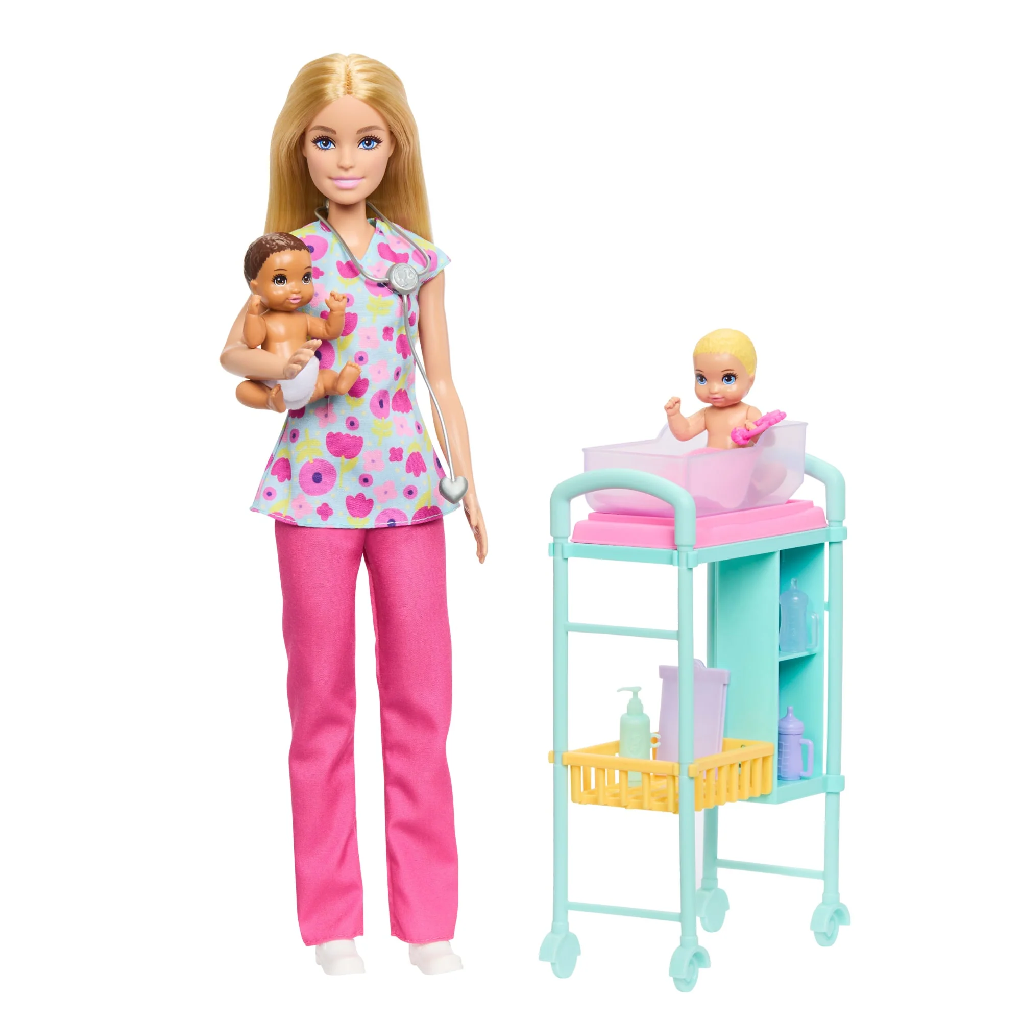 Barbie Métiers-Coffret Barbie Pédiatre-Poupée Blonde et 2 Poupées Bébés - Image 5