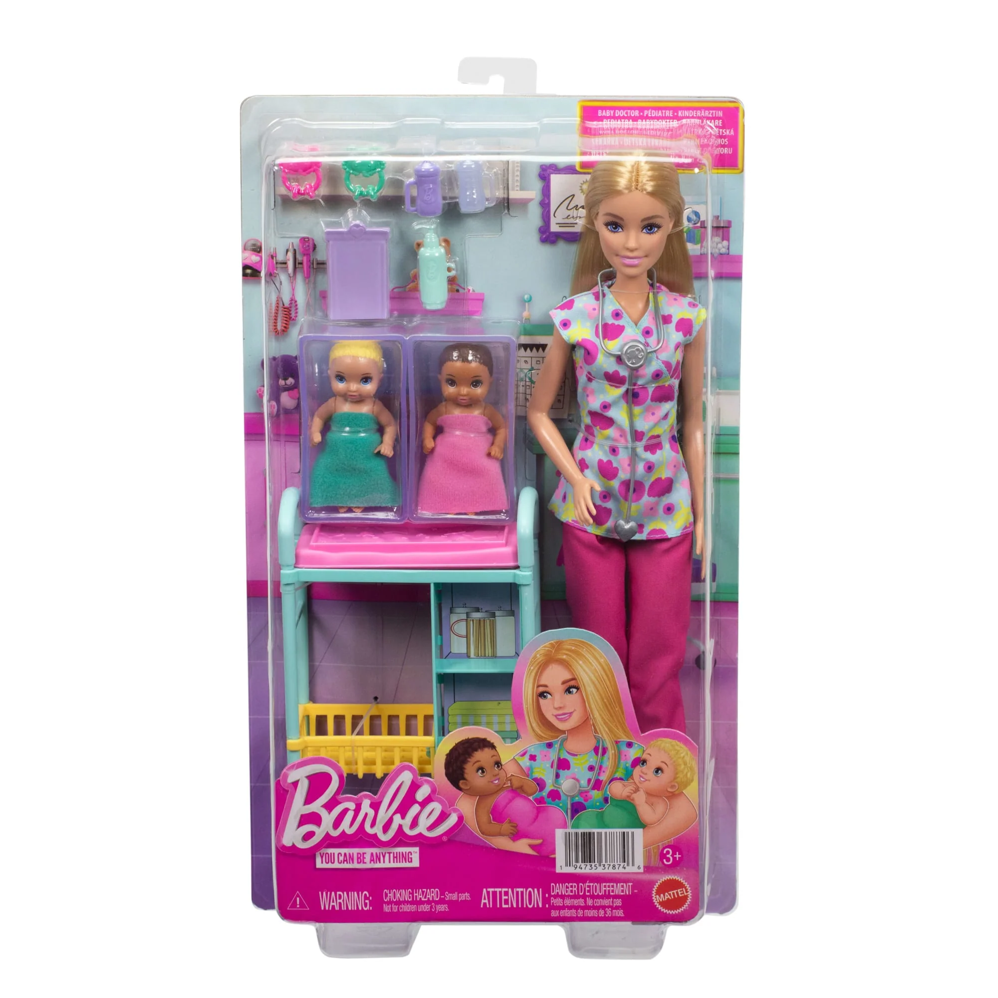 Barbie Métiers-Coffret Barbie Pédiatre-Poupée Blonde et 2 Poupées Bébés - Image 6