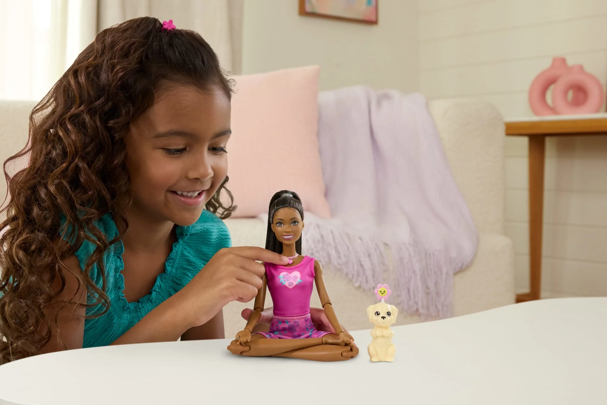 Barbie Mindful Moves Fashion Doll in Yoga Clothes With Audio, Lights And Music, Black Hair And Pet - Image 2