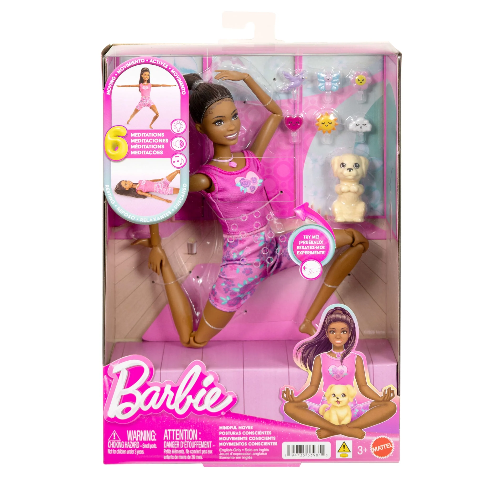 Barbie Mindful Moves Fashion Doll in Yoga Clothes With Audio, Lights And Music, Black Hair And Pet - Image 6