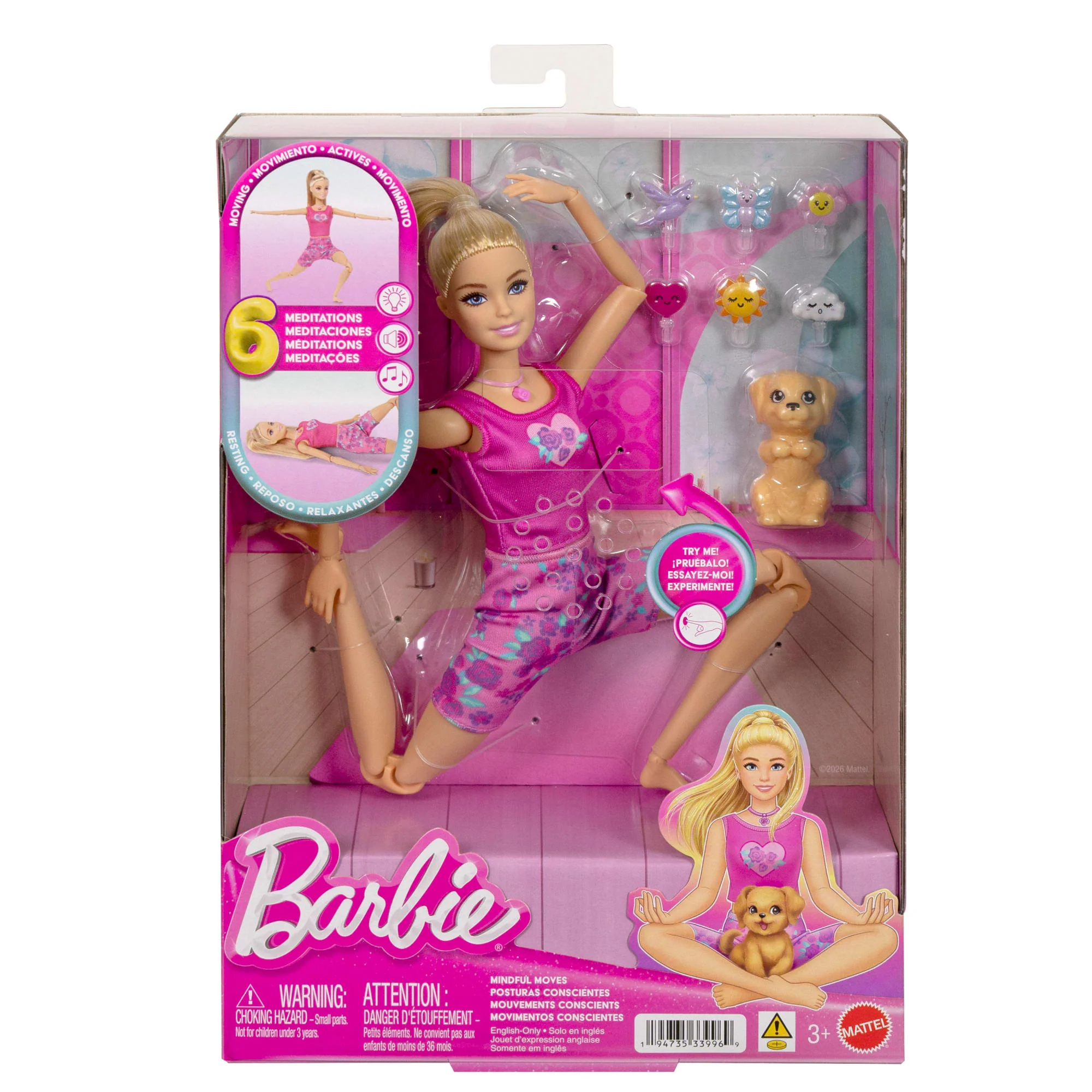 Barbie Mindful Moves Fashion Doll in Yoga Clothes With Audio, Lights And Music, Blonde With Pet - Image 6