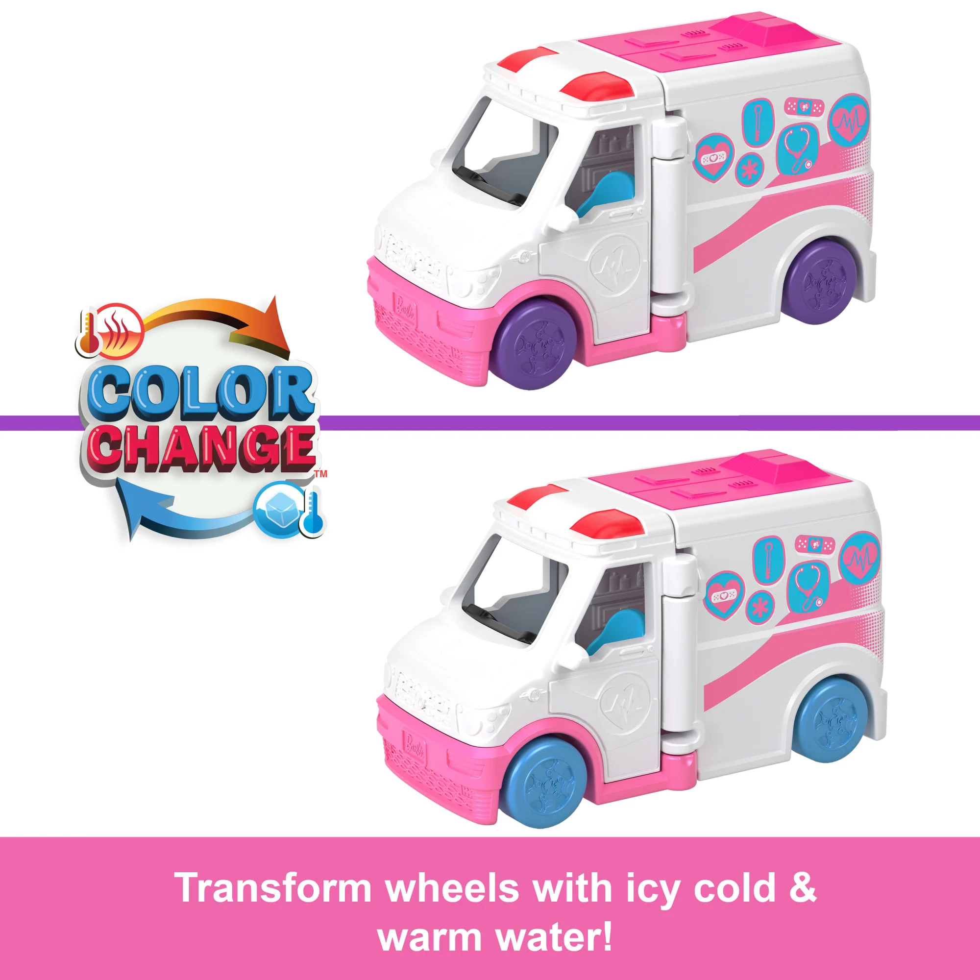 Barbie Mini Barbieland Doll & Vehicle Set With 1.5-inch Doll, Color-Change Care Clinic - Image 3