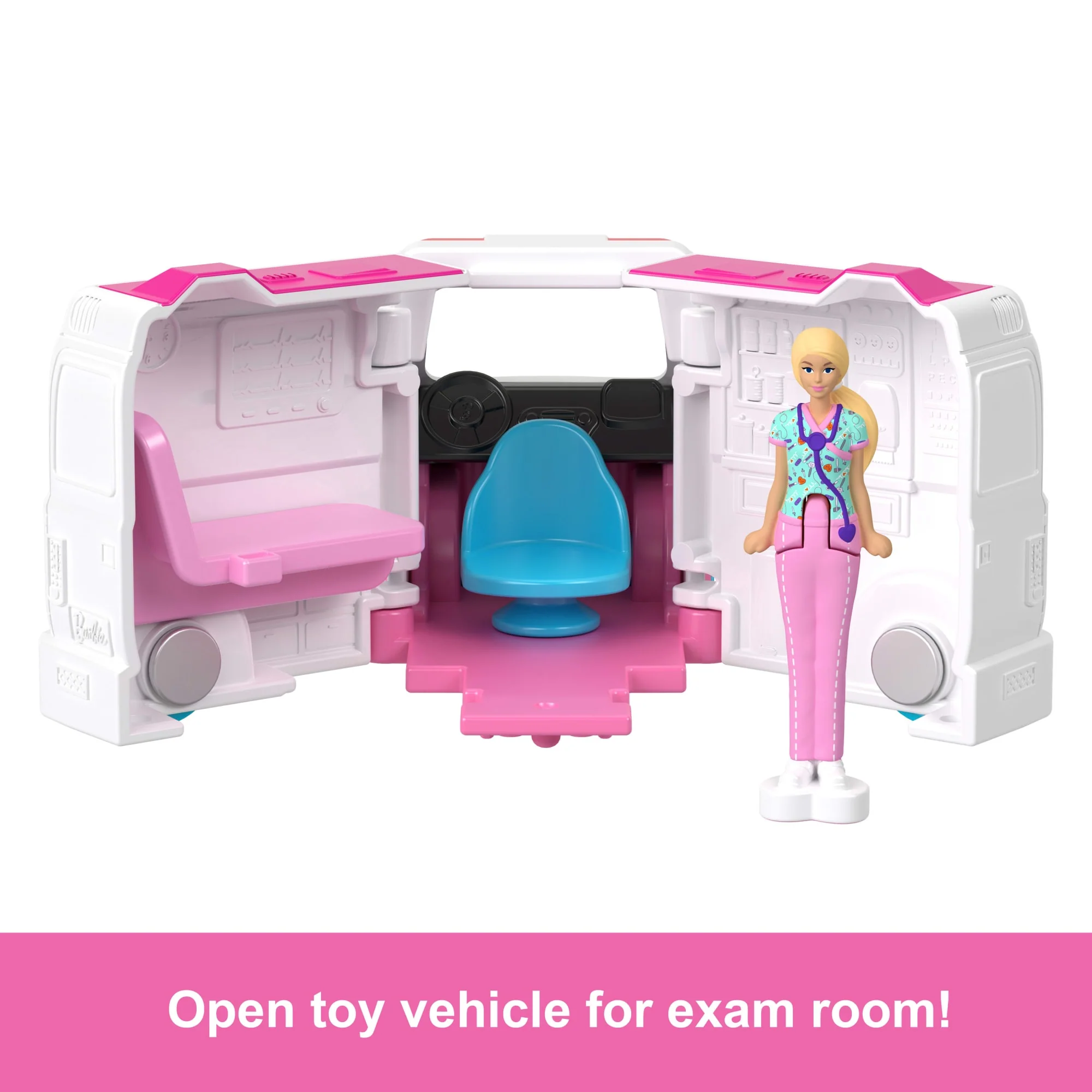 Barbie Mini Barbieland Doll & Vehicle Set With 1.5-inch Doll, Color-Change Care Clinic - Image 5