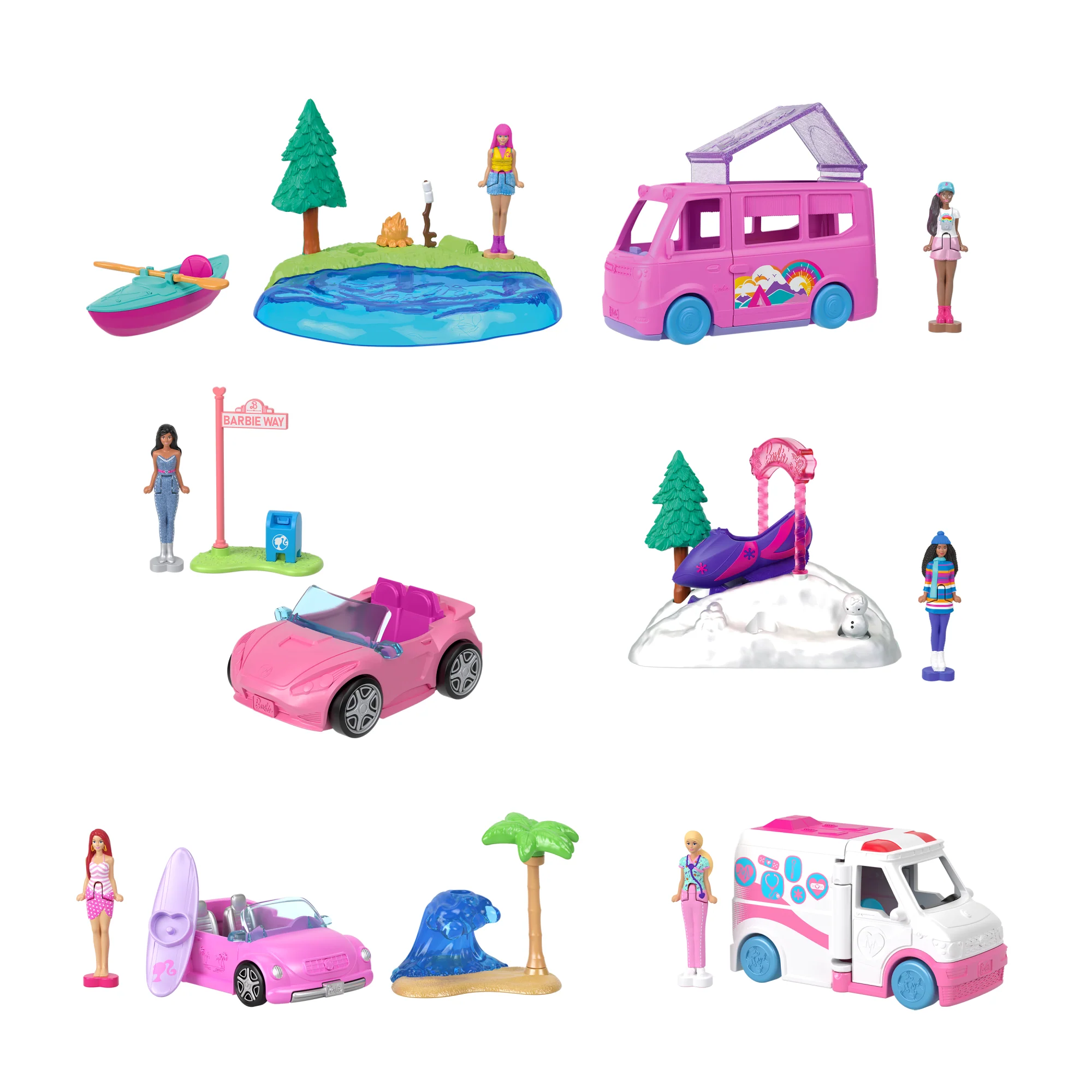 Barbie Mini Barbie Land Doll & Vehicle Set Assortment, 1.5-Inch Dolls & Iconic Toy Vehicles - Image 2