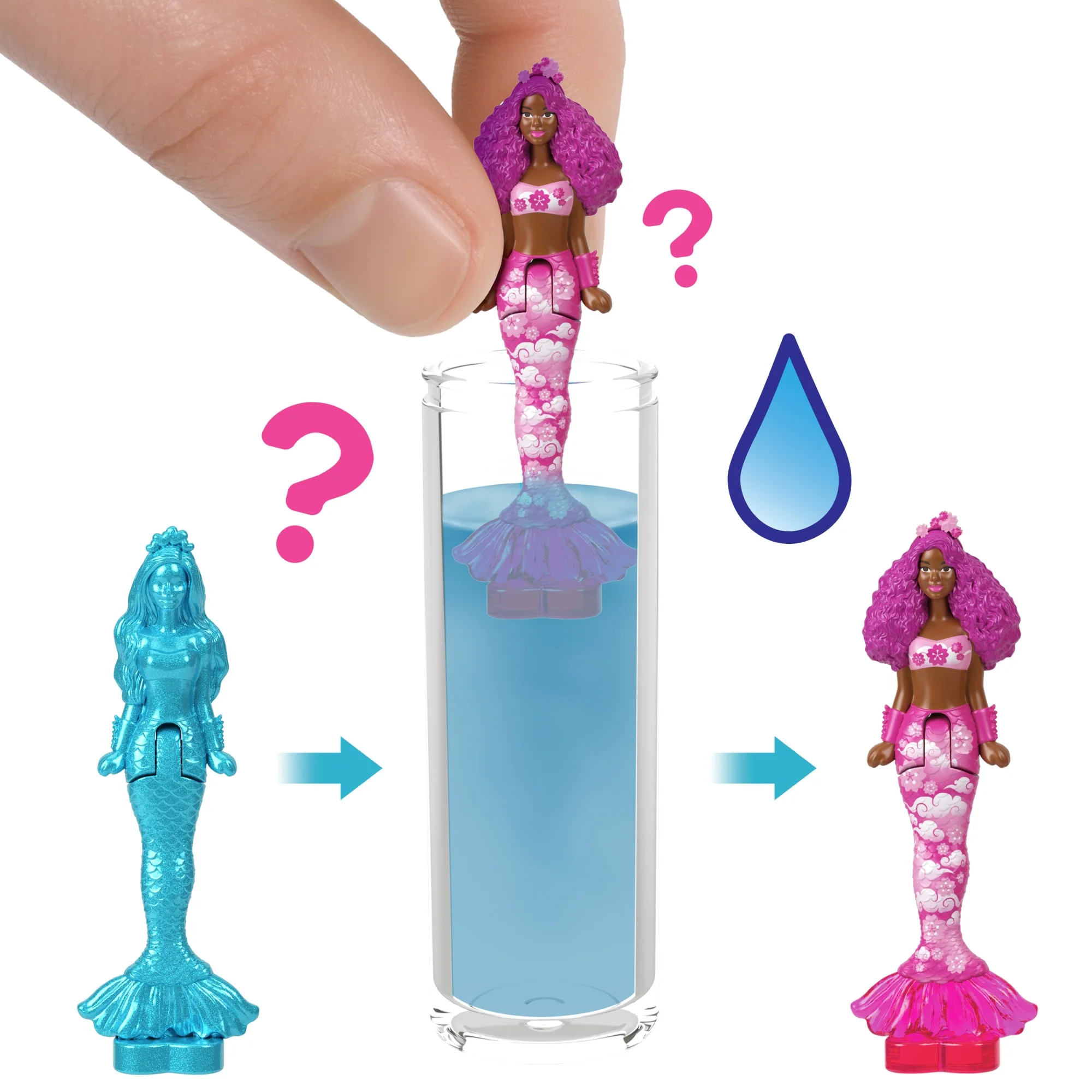 Barbie Mini Barbie Land Color Reveal Mermaid Dolls, 1.5-Inch Doll With Surprise Water Reveal , Series 3 - Image 2