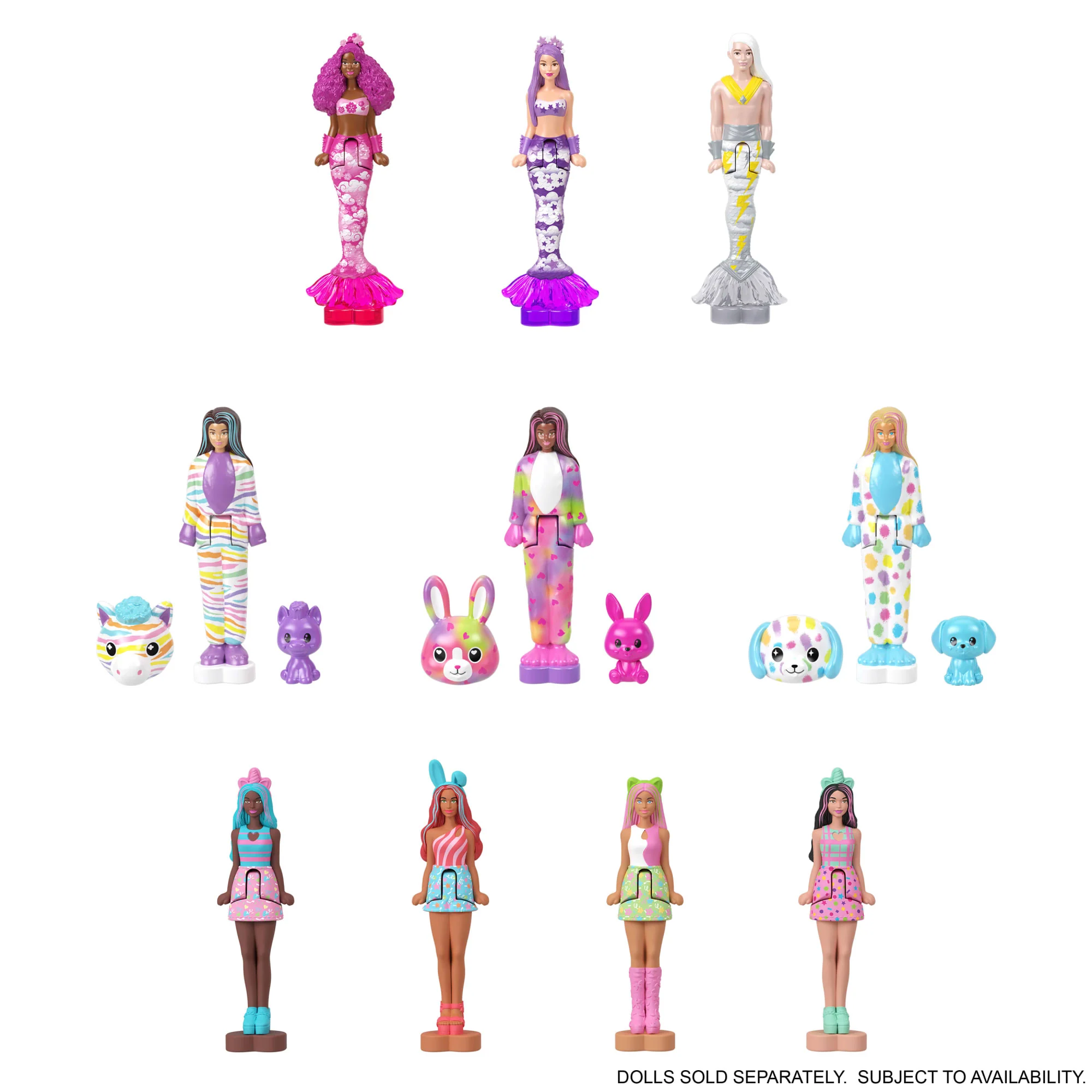 Barbie Mini Barbie Land Color Reveal Mermaid Dolls, 1.5-Inch Doll With Surprise Water Reveal , Series 3 - Image 4