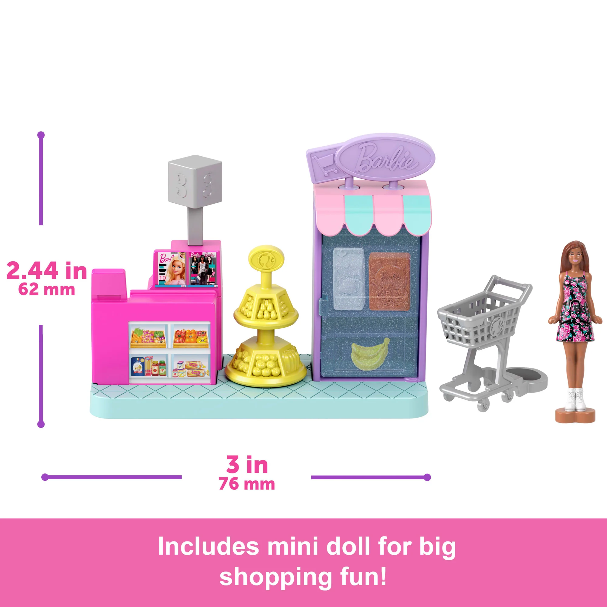 Barbie Mini Barbieland Collectible Supermarket Playset With 1.5-inch Barbie Doll, interactive Play Areas For Storytelling Fun - Image 4
