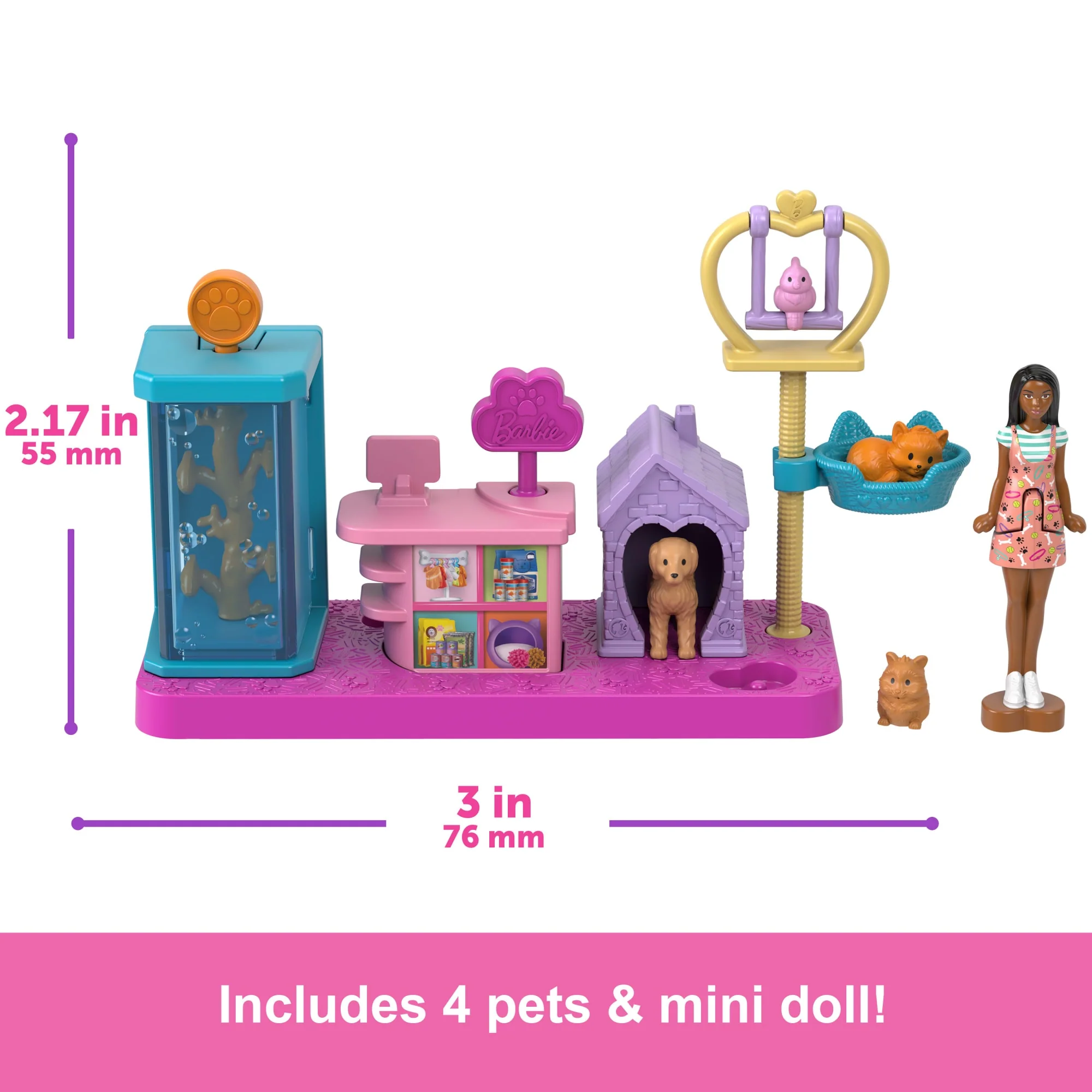 Barbie Mini Barbieland Collectible Pet Boutique Playset With 1.5-inch Barbie Doll, interactive Play Areas For Storytelling Fun - Image 4
