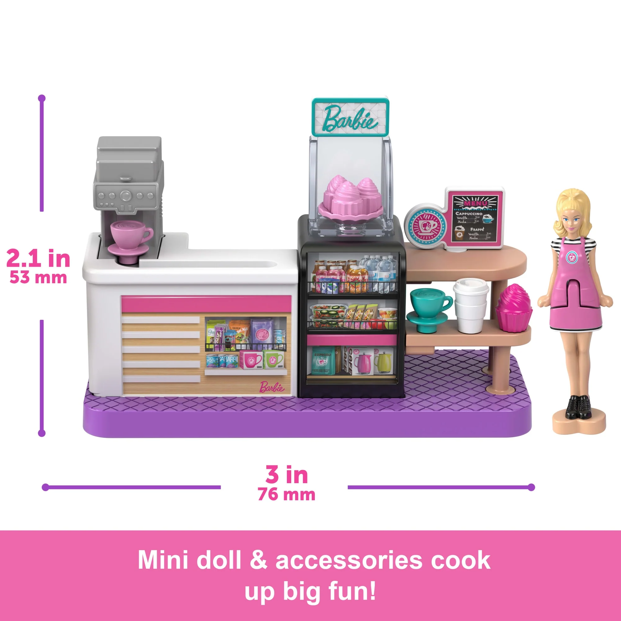 Barbie Mini Barbieland Collectible Bakery Playset With 1.5-inch Barbie Doll, interactive Play Areas For Storytelling Fun - Image 4