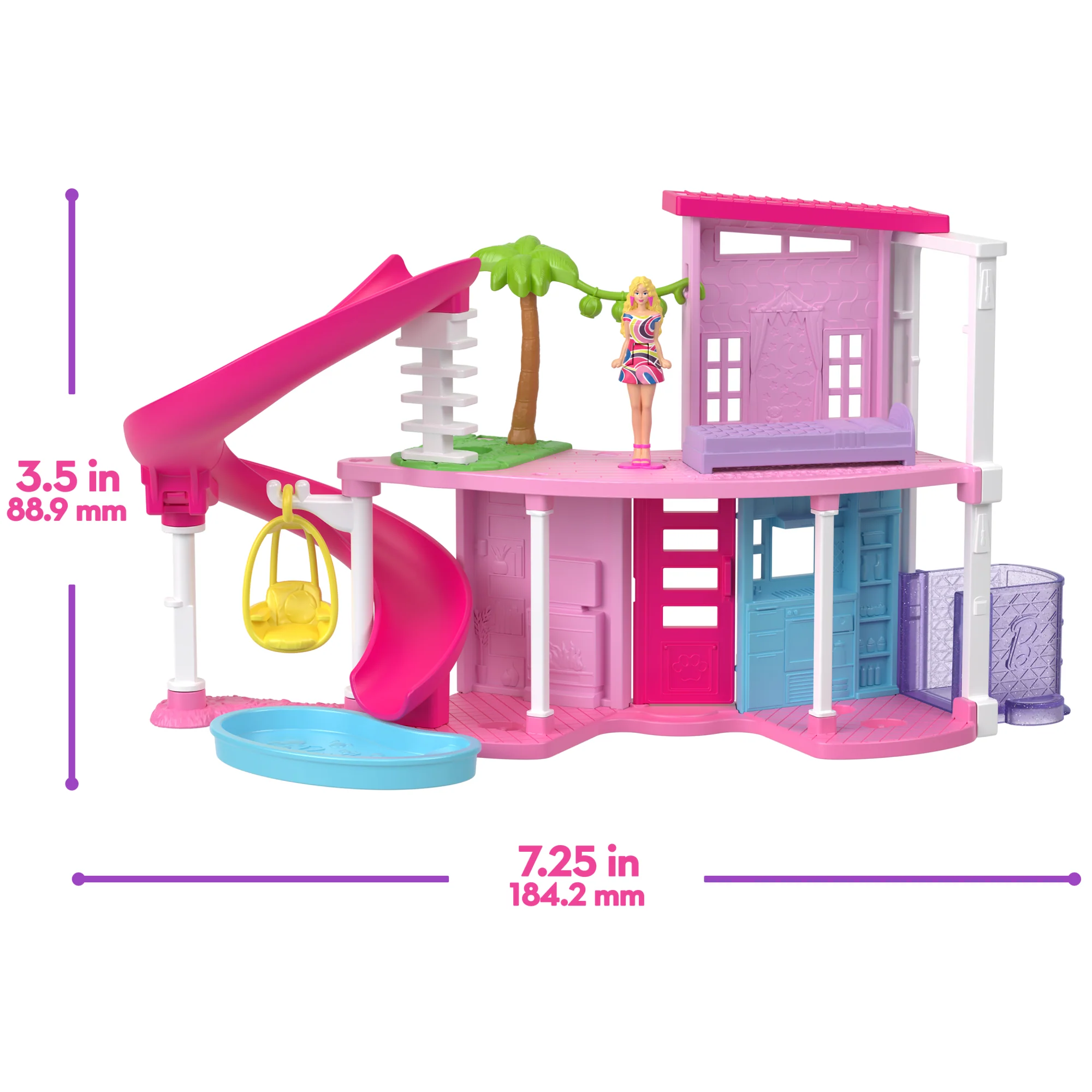 Barbie Mini Barbieland Dreamhouse & 3-Vehicle Playset With 4 1.5-inch Dolls, Furniture & Accessories - Image 4