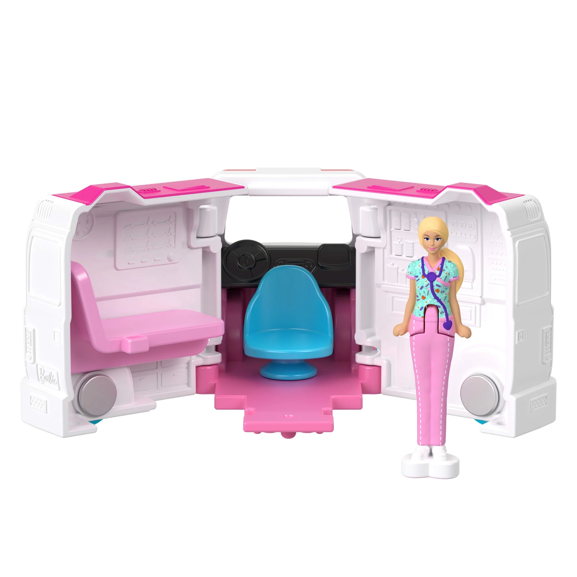 Barbie  Mini Barbieland  Coffret et Poupée  Véhicule Médical - Image 4
