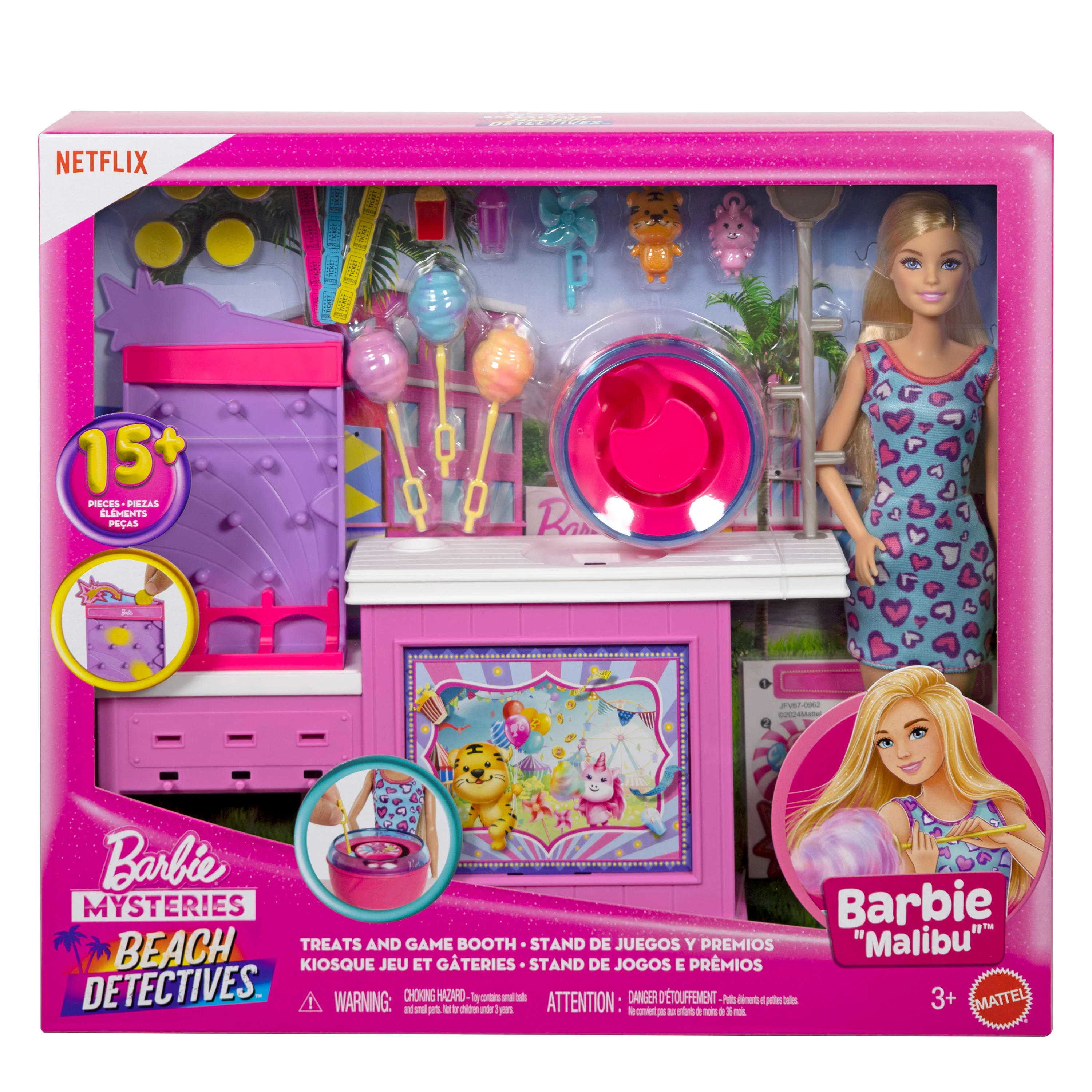 Barbie Mysteries: Beach Detectives Malibu Doll, Cotton Candy Game Playset & Accessories - Image 6