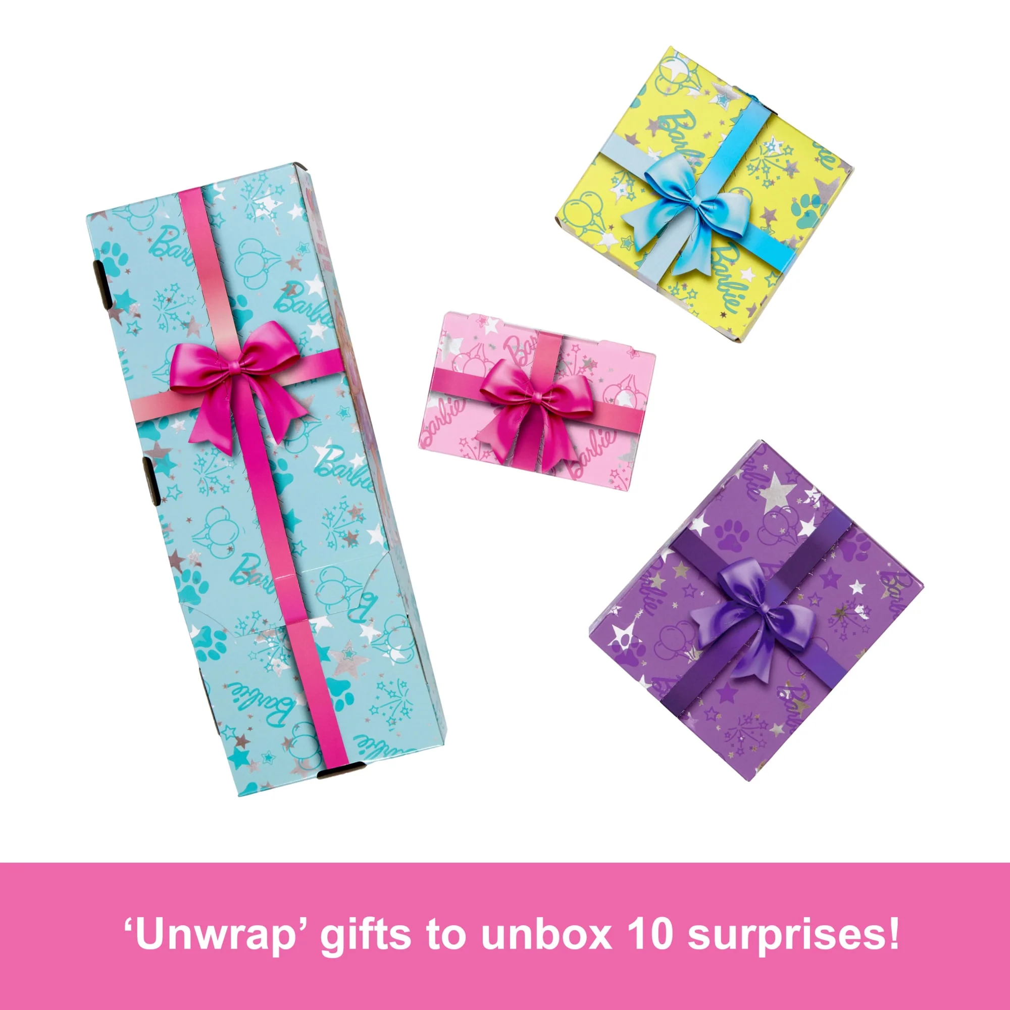 Barbie Party Unboxed Pet Birthday Series Doll & Accessories, Birthday Bows Set With 10 Surprises - Image 3