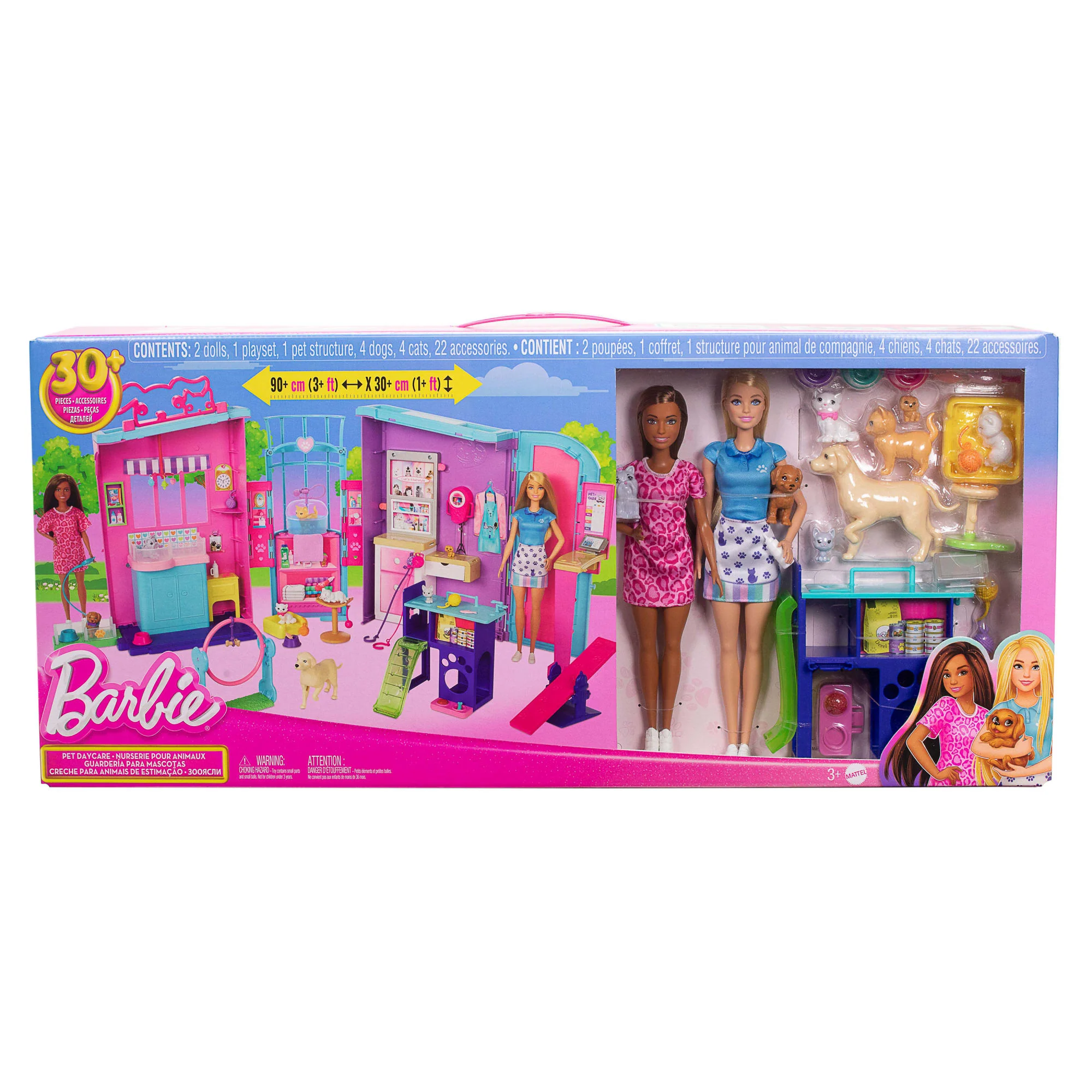Barbie Pet Daycare Playset With 2 Dolls & 30+ Accessories including 8 Animals, 3+Feet Long - Image 6