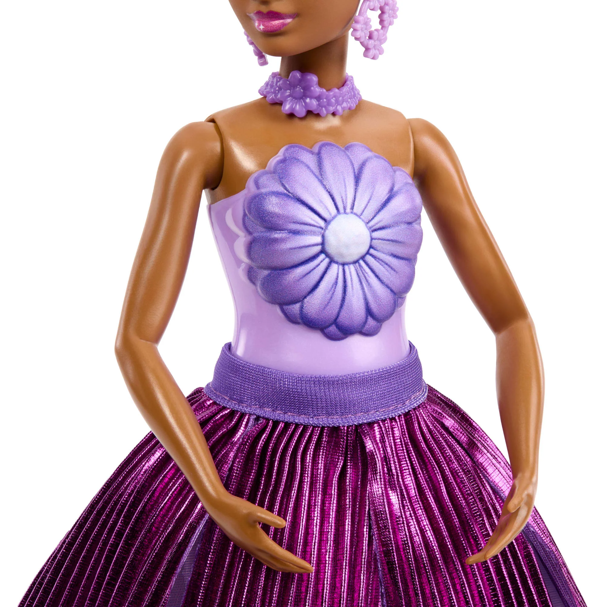 Barbie Petal Pop Scented Fashion Doll With Purple Dress, Reveal Accessories Like Bunny & More - Image 4