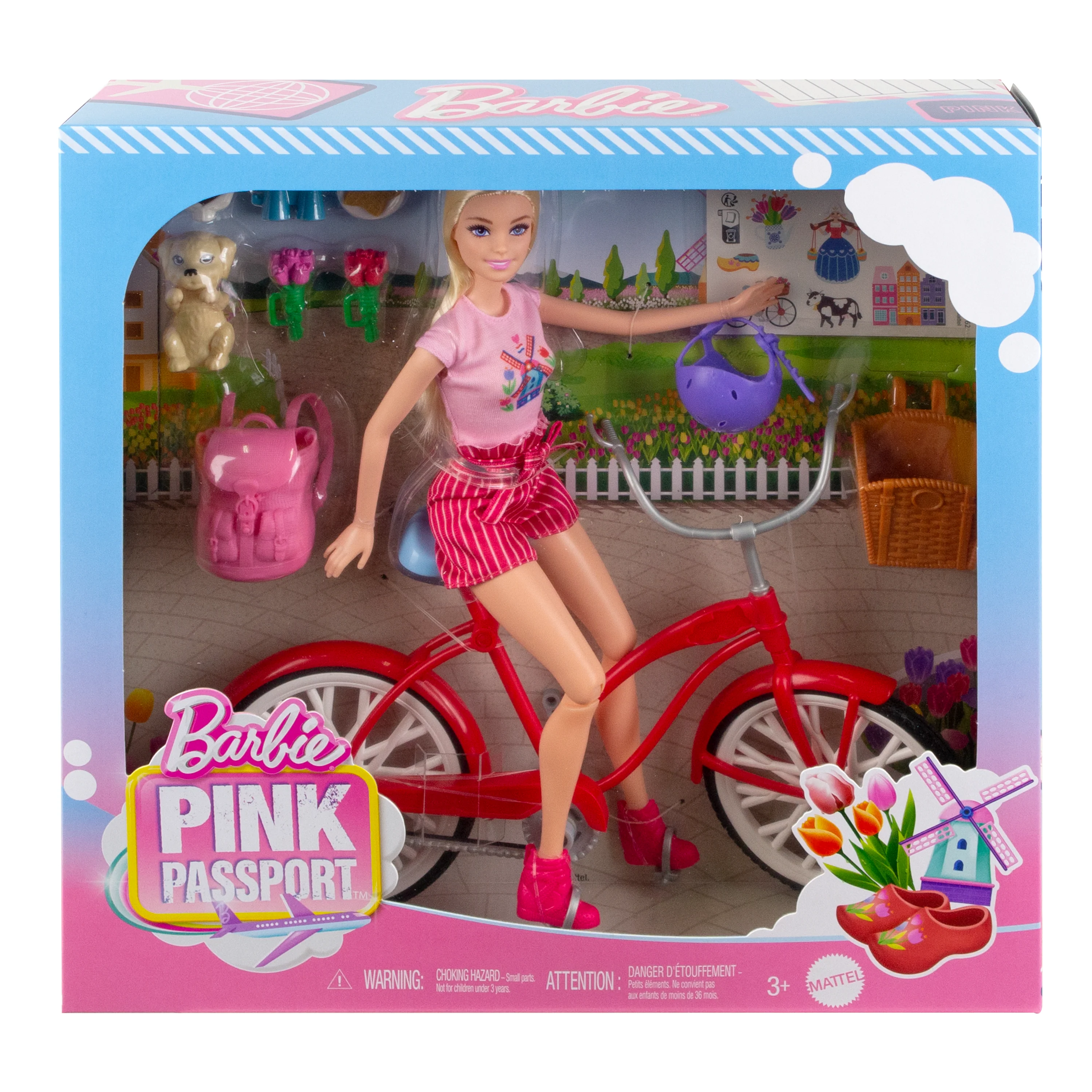 Barbie Pink Passport Holland Doll Set With Bicycle, Clothes, & Travel Accessories - Image 6