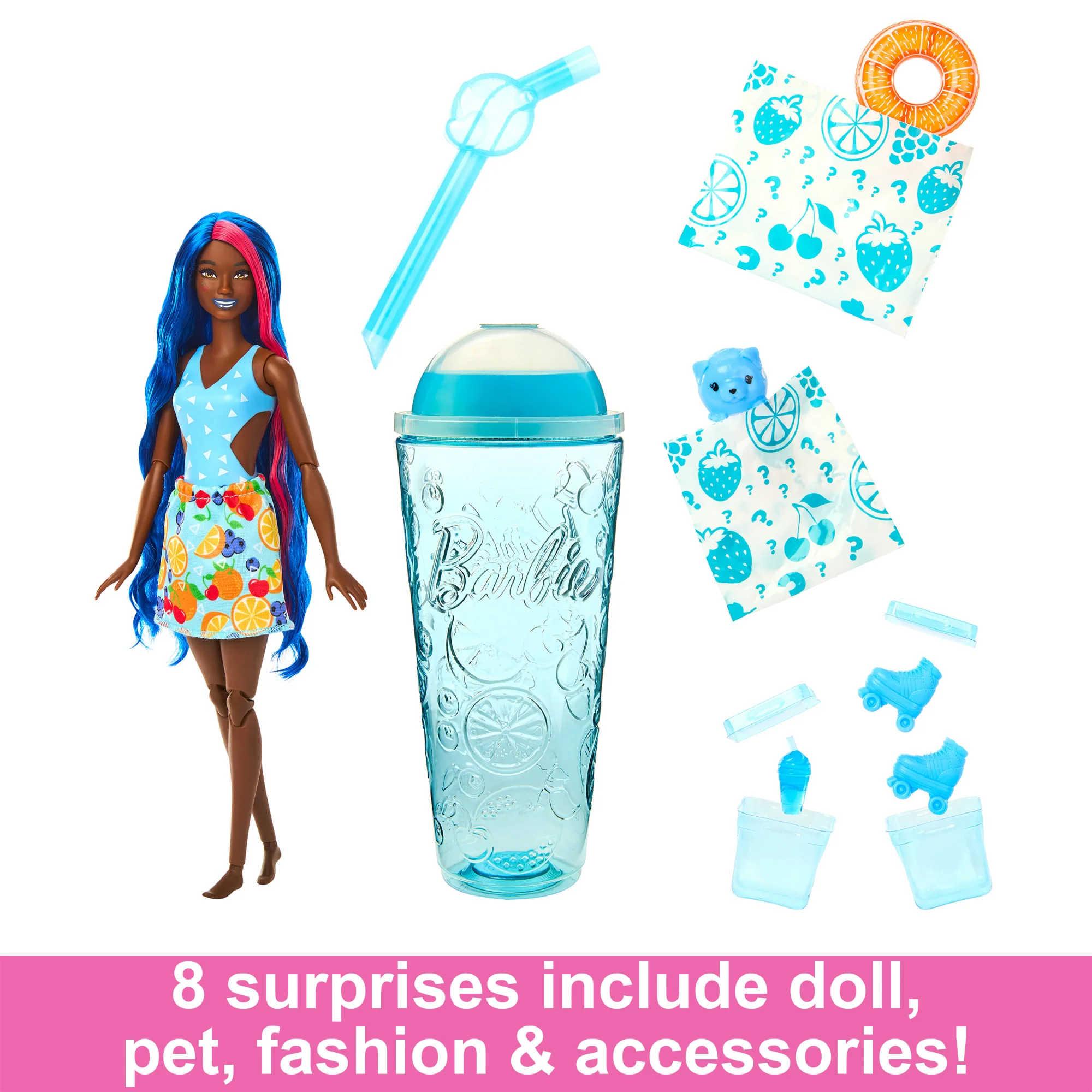 Barbie Pop Reveal Fruit Series Fruit Punch Doll, 8 Surprises include Pet, Slime, Scent & Color Change - Image 3