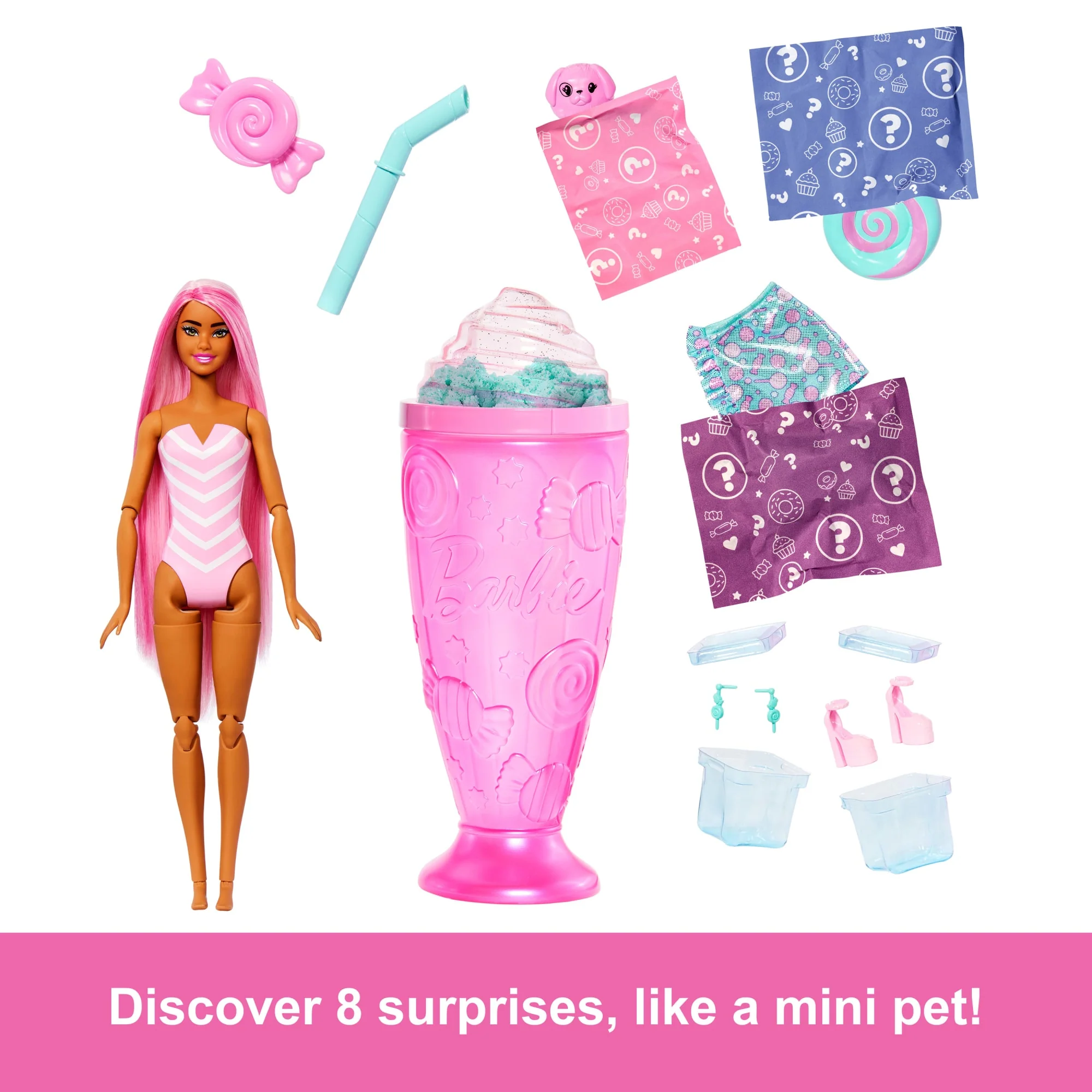 Barbie Pop Reveal Treat Series Doll & Accessories Set, Sweet Swirl Fashion Doll & Pet - Image 2