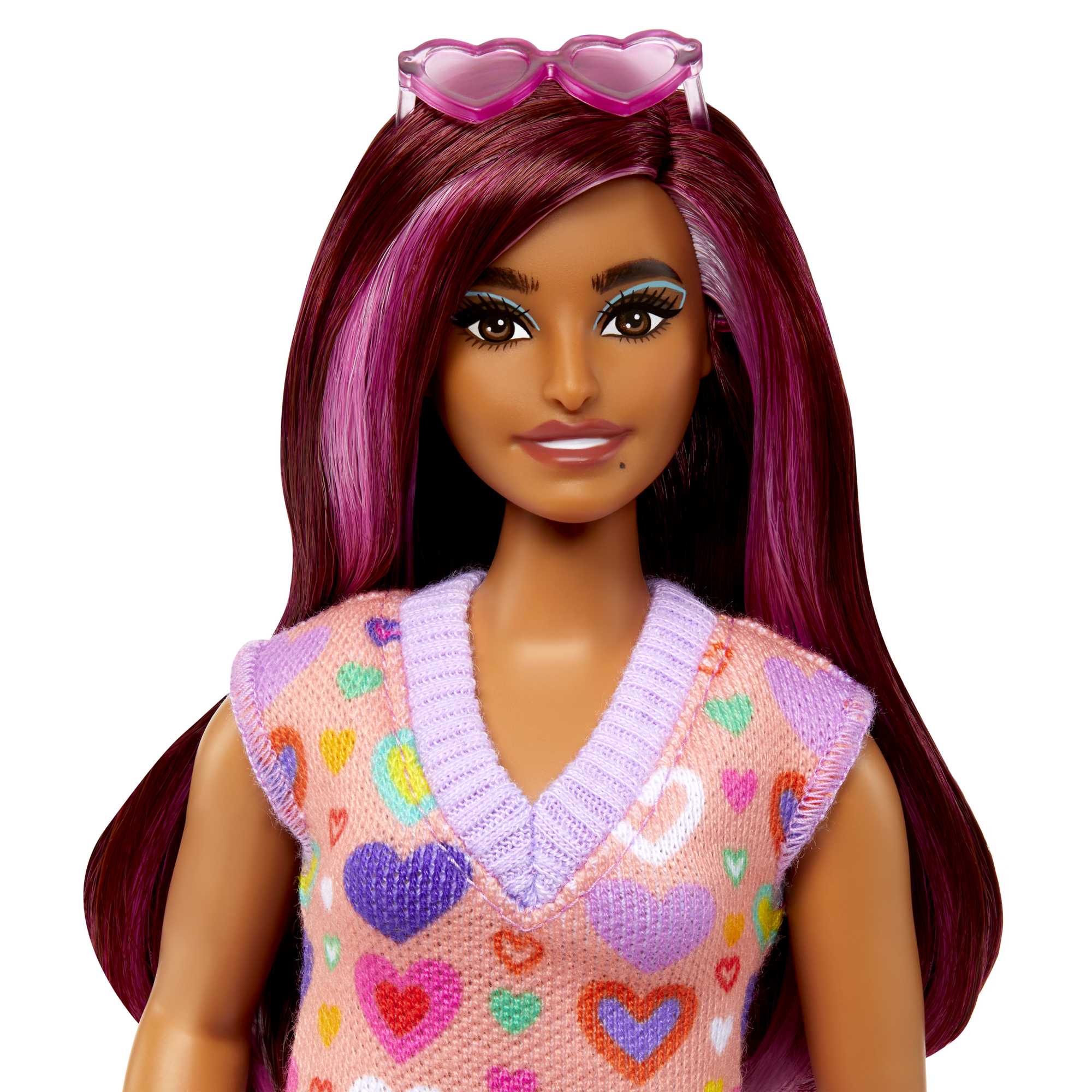 Barbie-Barbie Fashionistas 207-Poupée Mèches Roses et Robe à Cœurs - Image 2