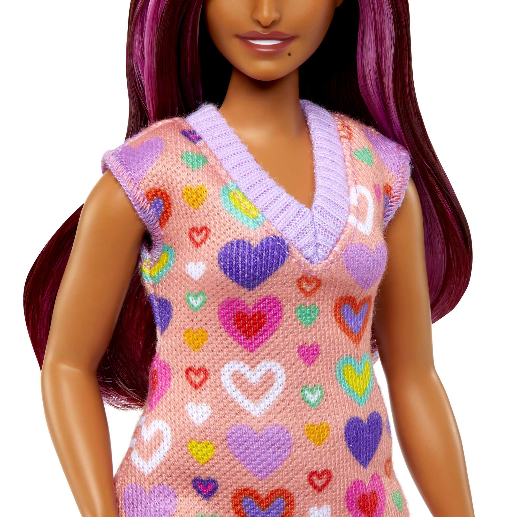 Barbie-Barbie Fashionistas 207-Poupée Mèches Roses et Robe à Cœurs - Image 3