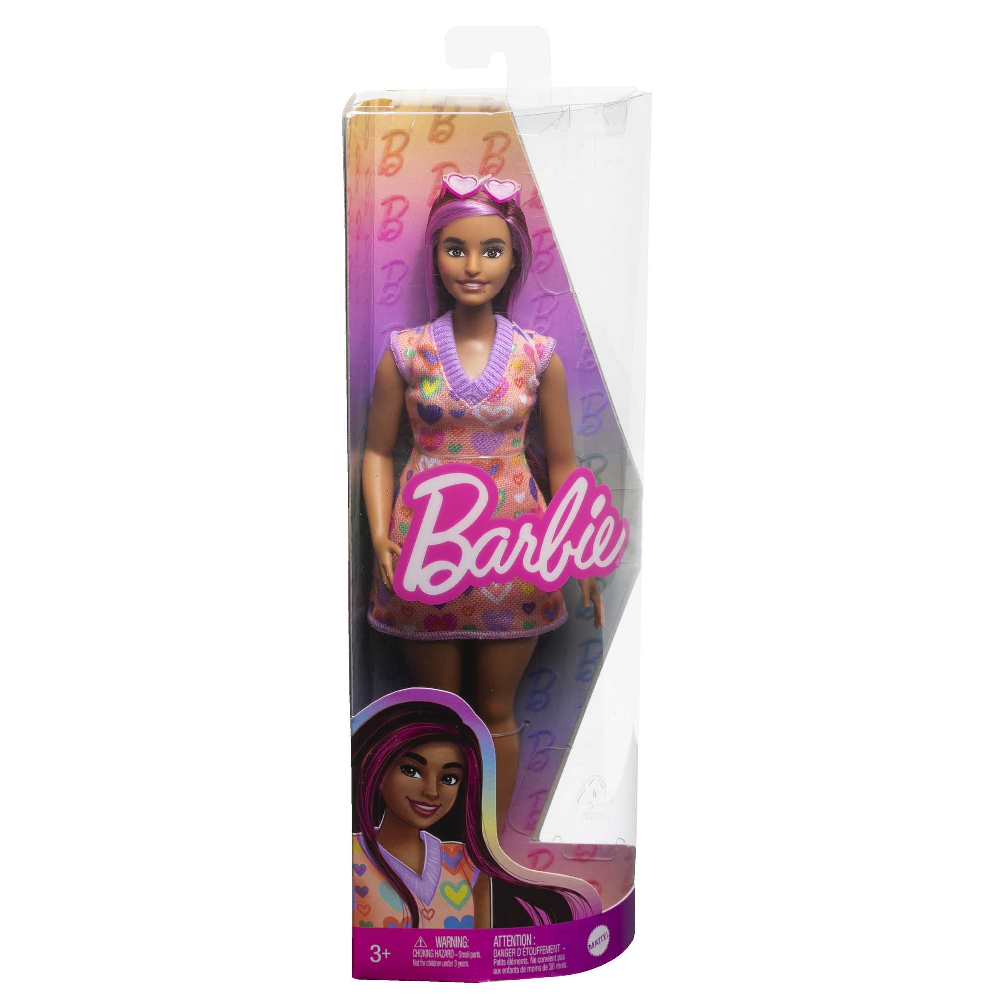 Barbie-Barbie Fashionistas 207-Poupée Mèches Roses et Robe à Cœurs - Image 6