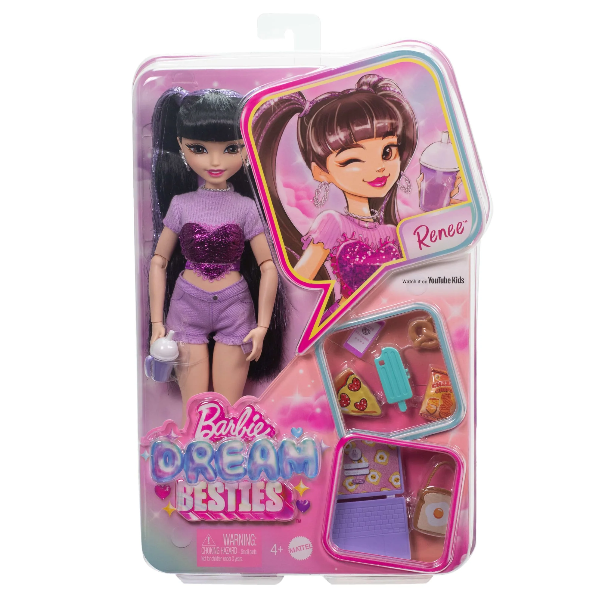 Barbie-Équipe de Rêve Renee-Poupée Avec 11Accessoires Nourriture - Image 6