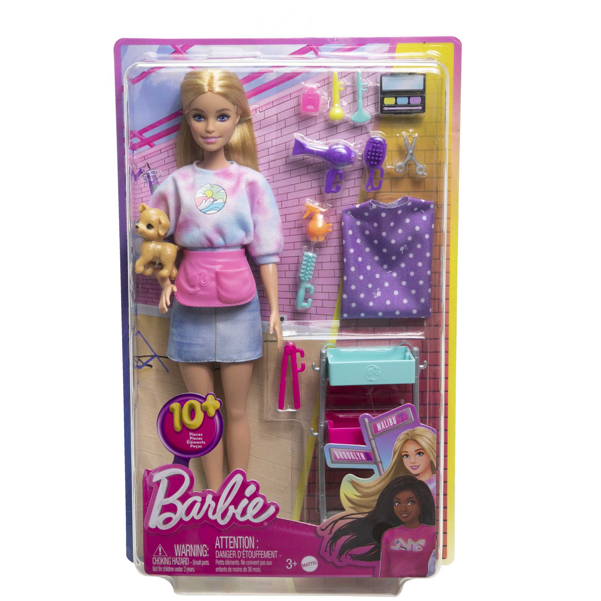 Barbie Malibu Coffret de Jeu Poupée Coiffeuse et 14 Accessoires - Image 6