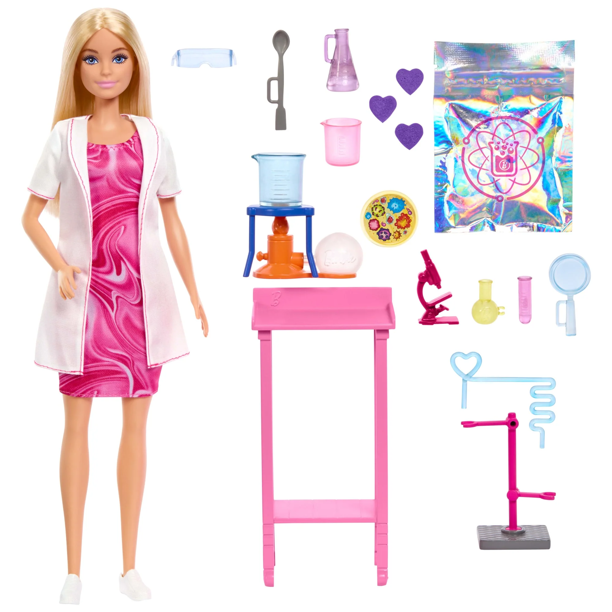 Barbie  Poupée Mode et Accessoires  Scientifique, Blonde, Table - Image 3