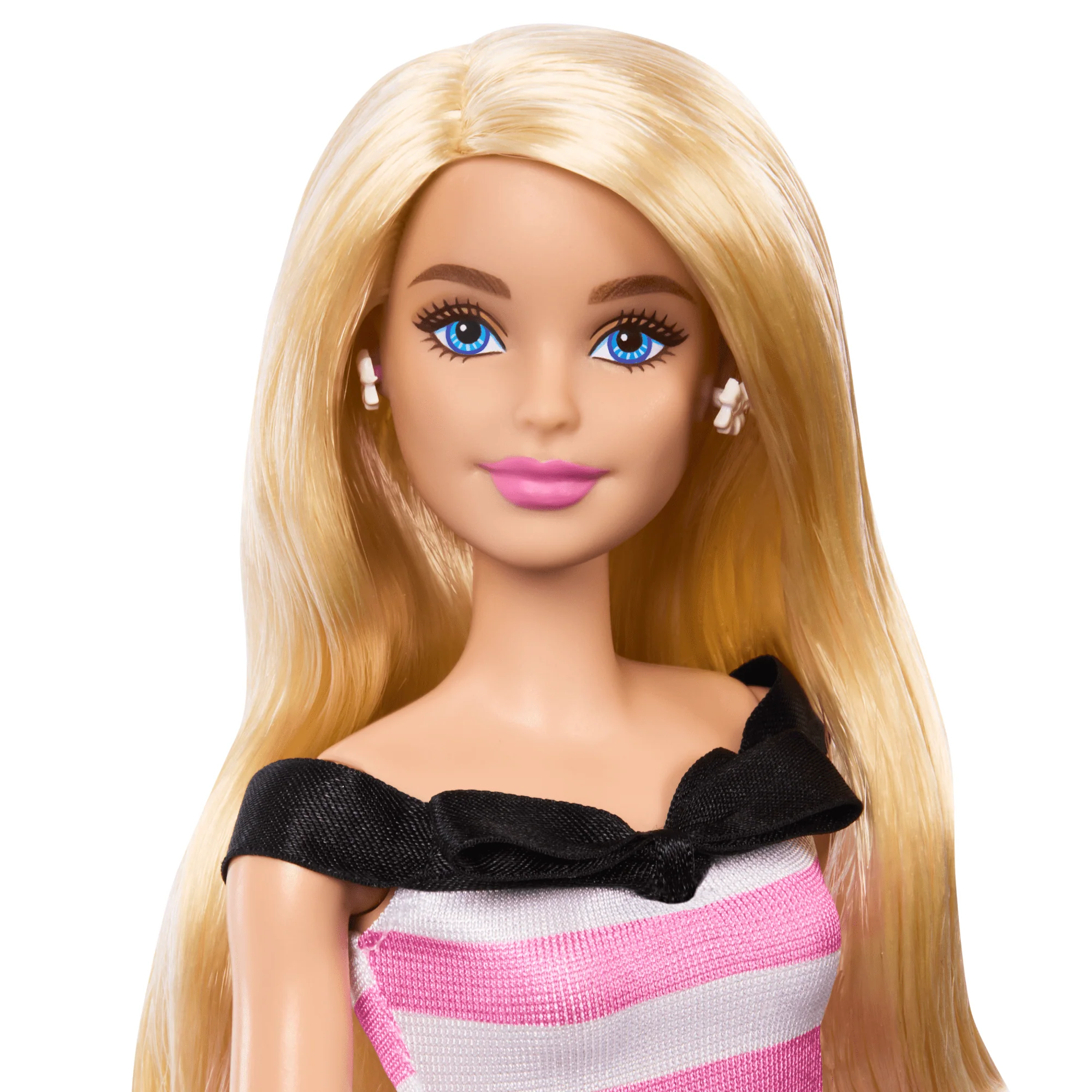 Barbie Poupée Mode 65Eanniversaire Cheveux Blonds, Robe à Rayures - Image 2