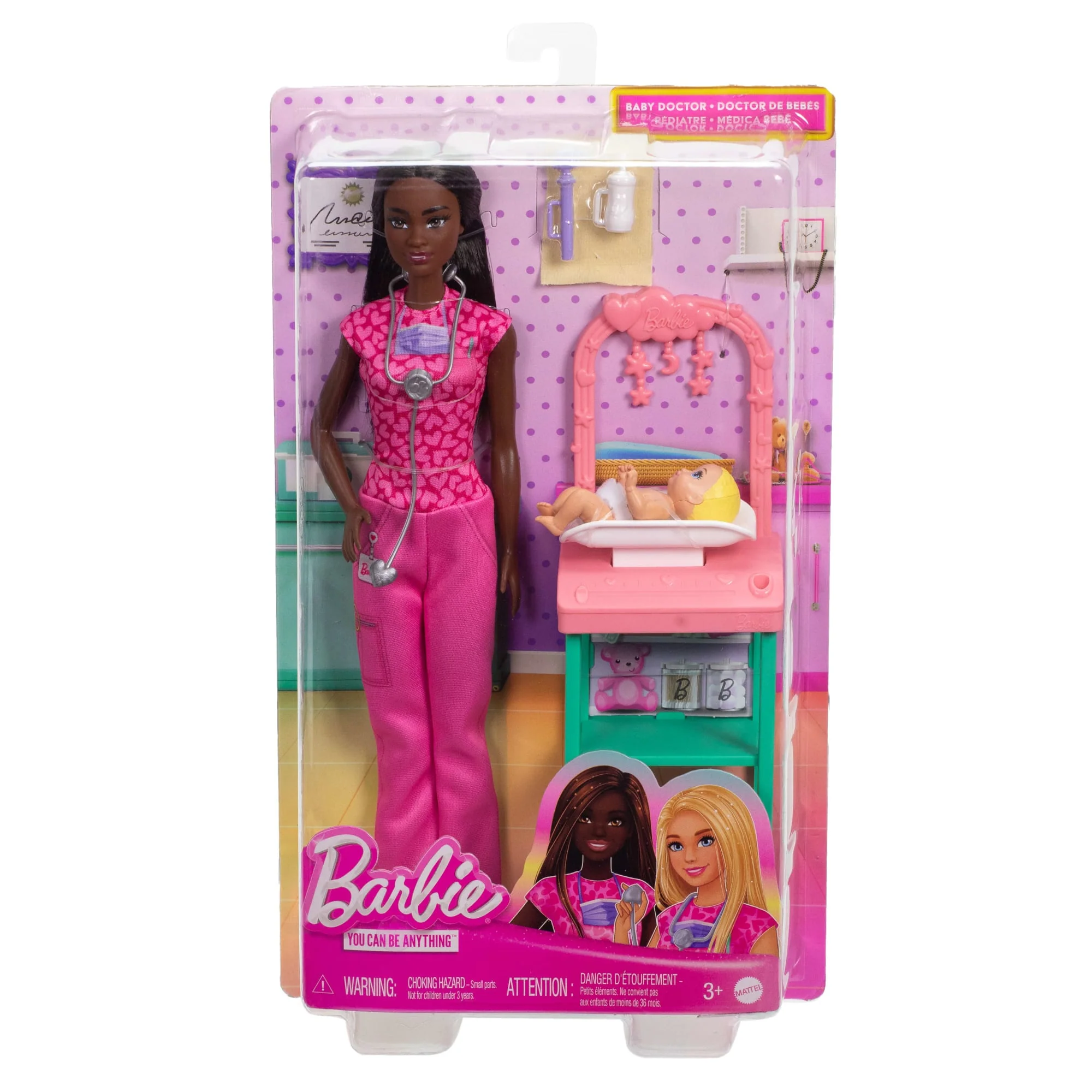 Barbie  Poupée Mode  Pédiatre, Brunette, Poupée Bébé, Meubles et Acc. - Image 6