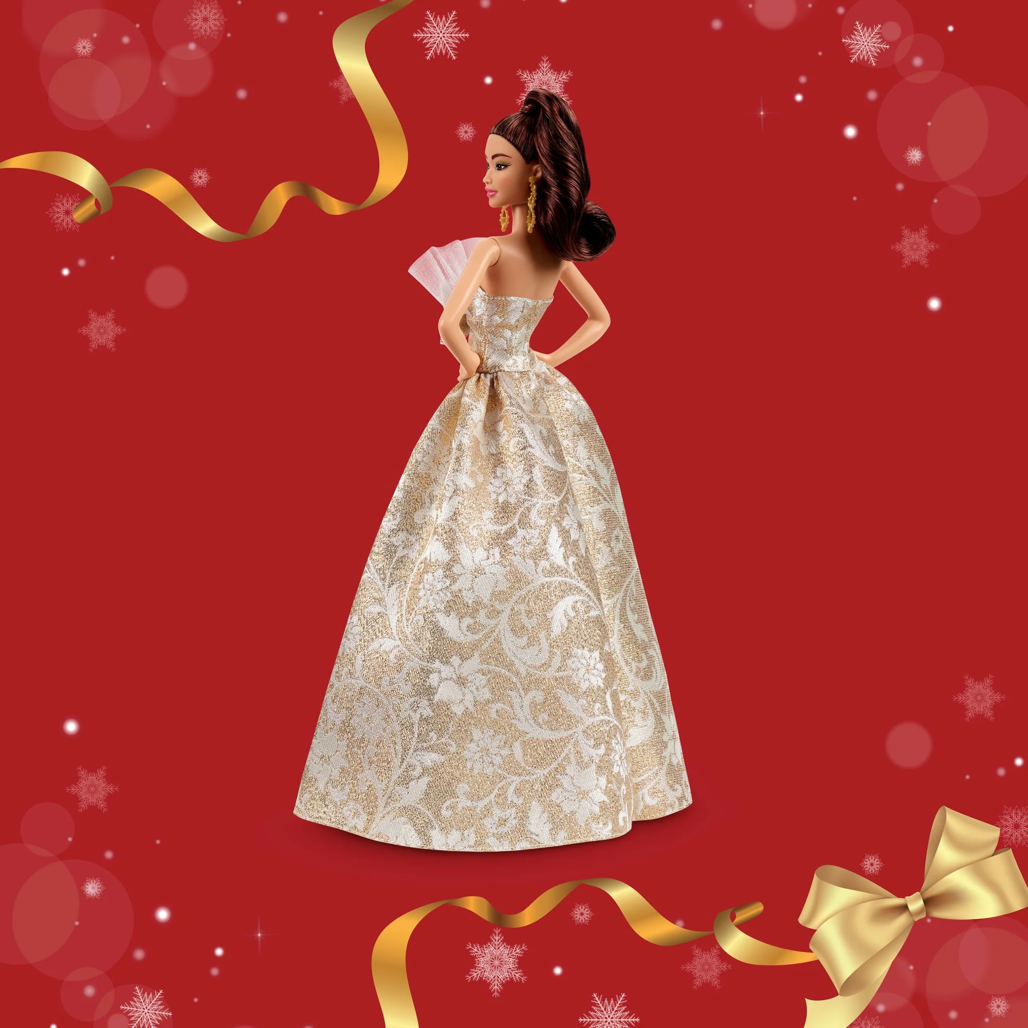 Barbie Signature 2025 Holiday Barbie Fashion Doll, Seasonal Collector, Light Brown Hair With Silver & Gold Gown - Image 5