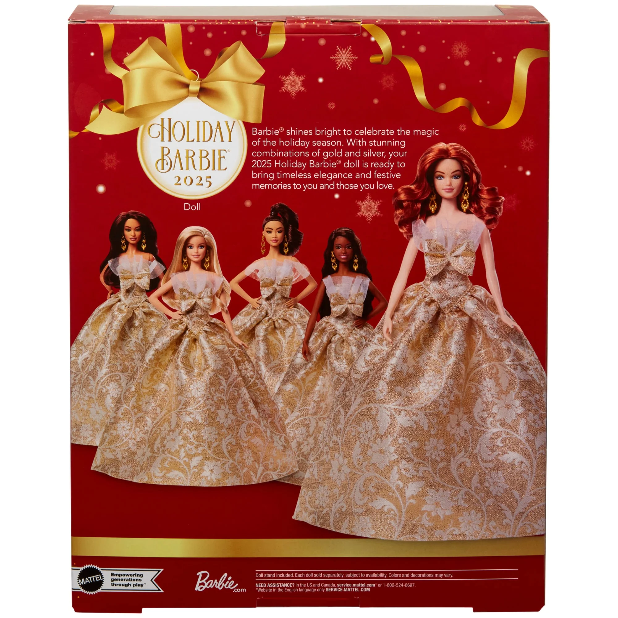 Barbie Signature 2025 Holiday Barbie Fashion Doll, Seasonal Collector, Red Hair With Silver & Gold Gown - Image 6