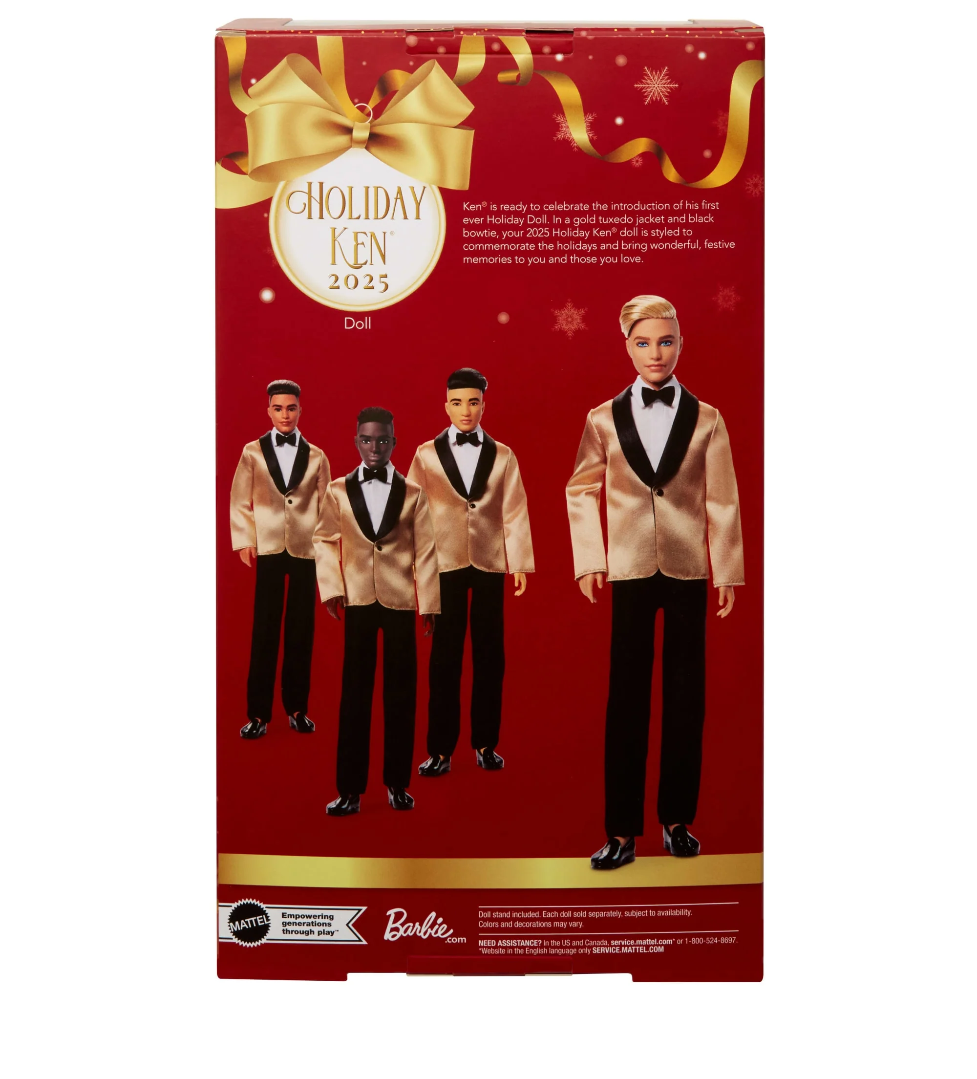 Barbie Signature 2025 Holiday Blonde Ken Collectible Fashion Doll Wearing Full Suit With Golden Jacket - Image 6