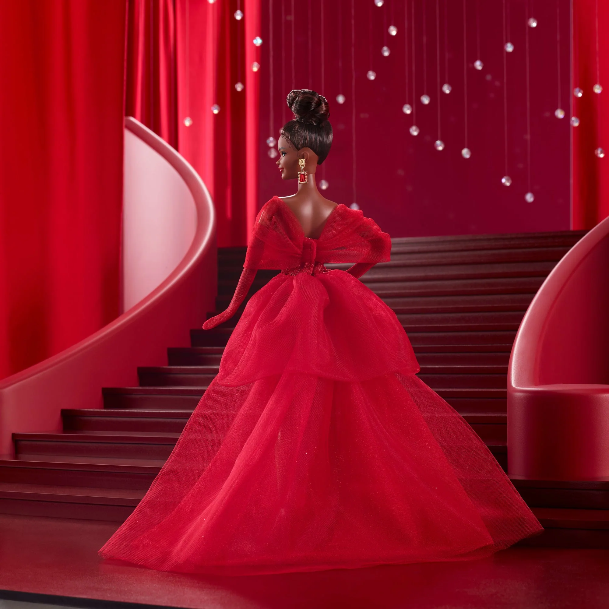 Barbie Signature Collectible Doll For Mattel 80th Anniversary, Glittery Red Tulle Gown, Brunette - Image 5