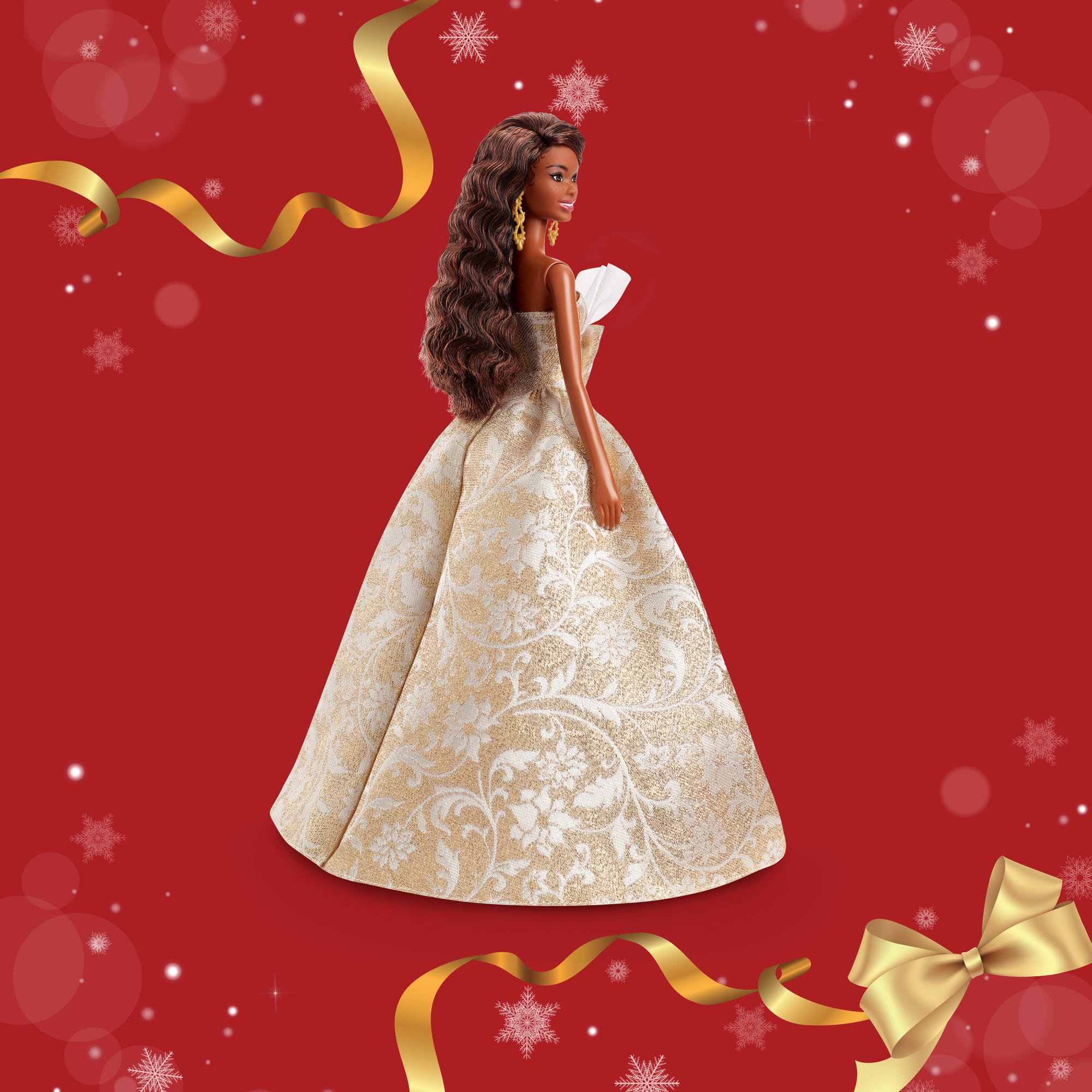 Barbie Signature 2025 Holiday Barbie Fashion Doll, Seasonal Collector, Black Hair With Silver & Gold Gown - Image 4