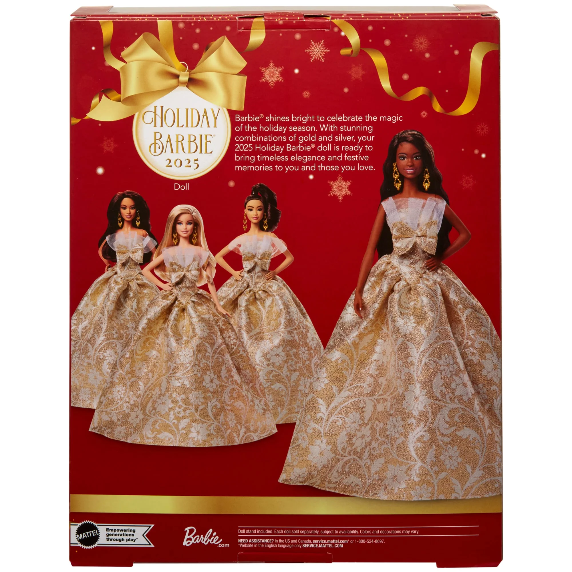 Barbie Signature 2025 Holiday Barbie Fashion Doll, Seasonal Collector, Black Hair With Silver & Gold Gown - Image 5