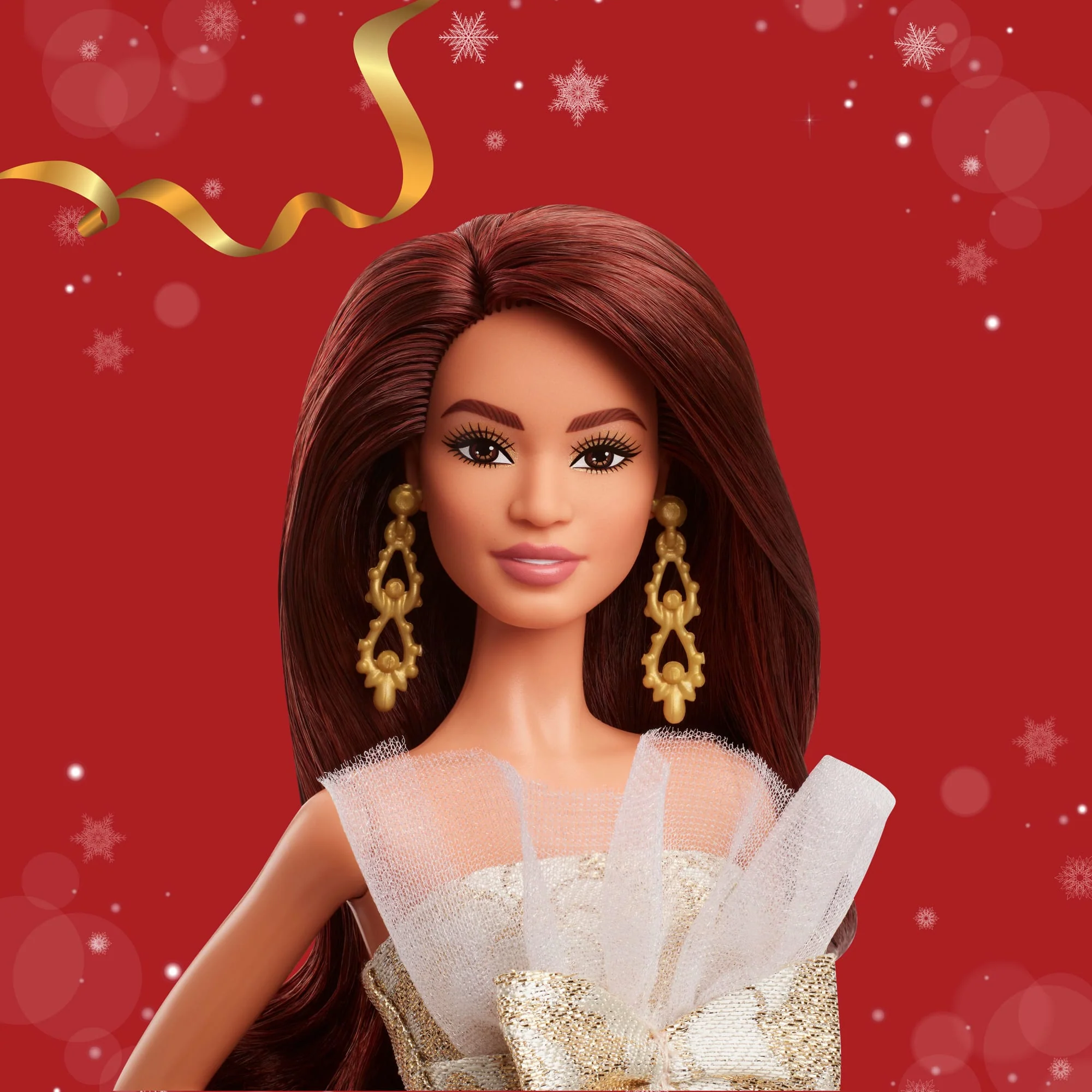 Barbie Signature 2025 Holiday Barbie Fashion Doll, Seasonal Collector, Dark Brown Hair With Silver & Gold Gown - Image 2