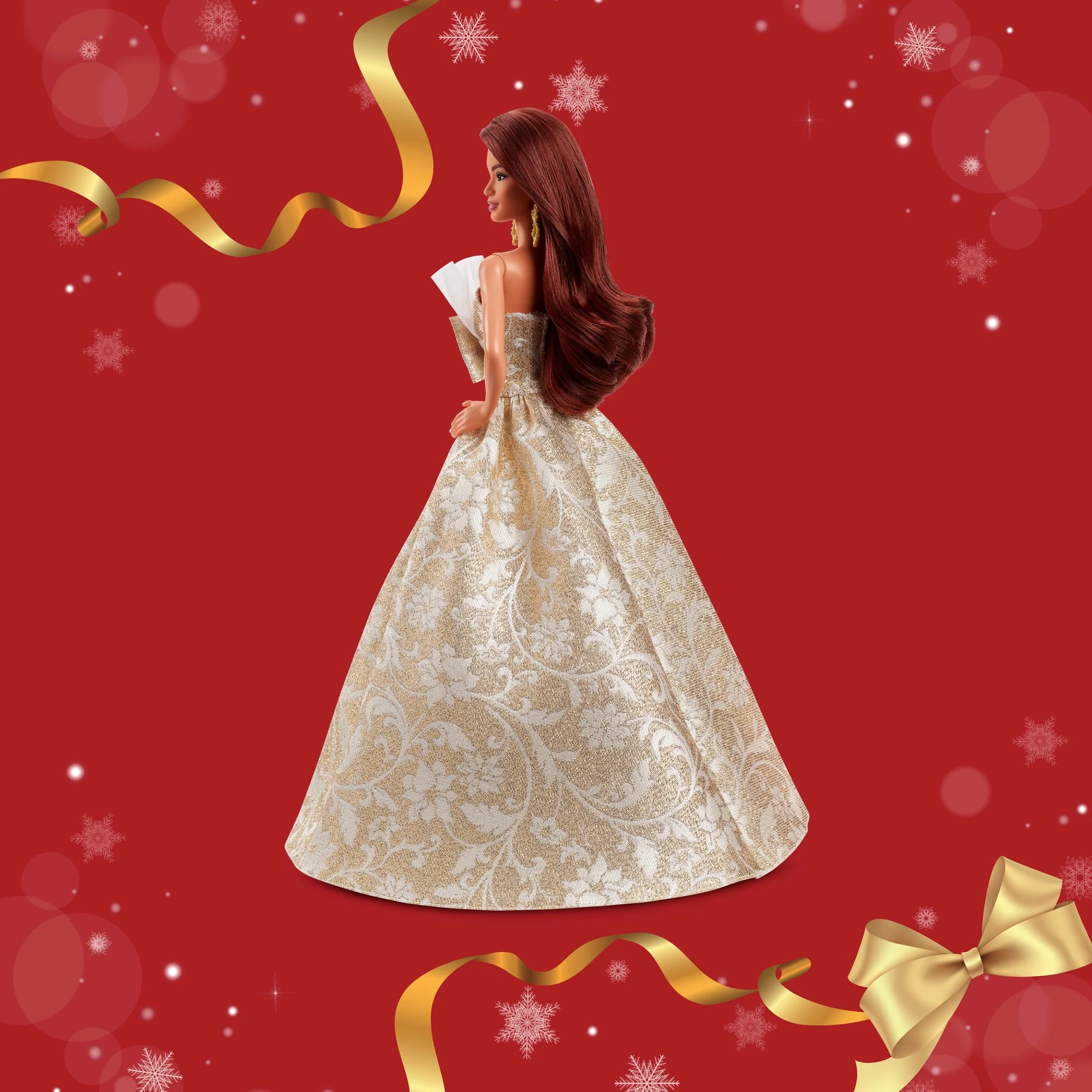 Barbie Signature 2025 Holiday Barbie Fashion Doll, Seasonal Collector, Dark Brown Hair With Silver & Gold Gown - Image 5