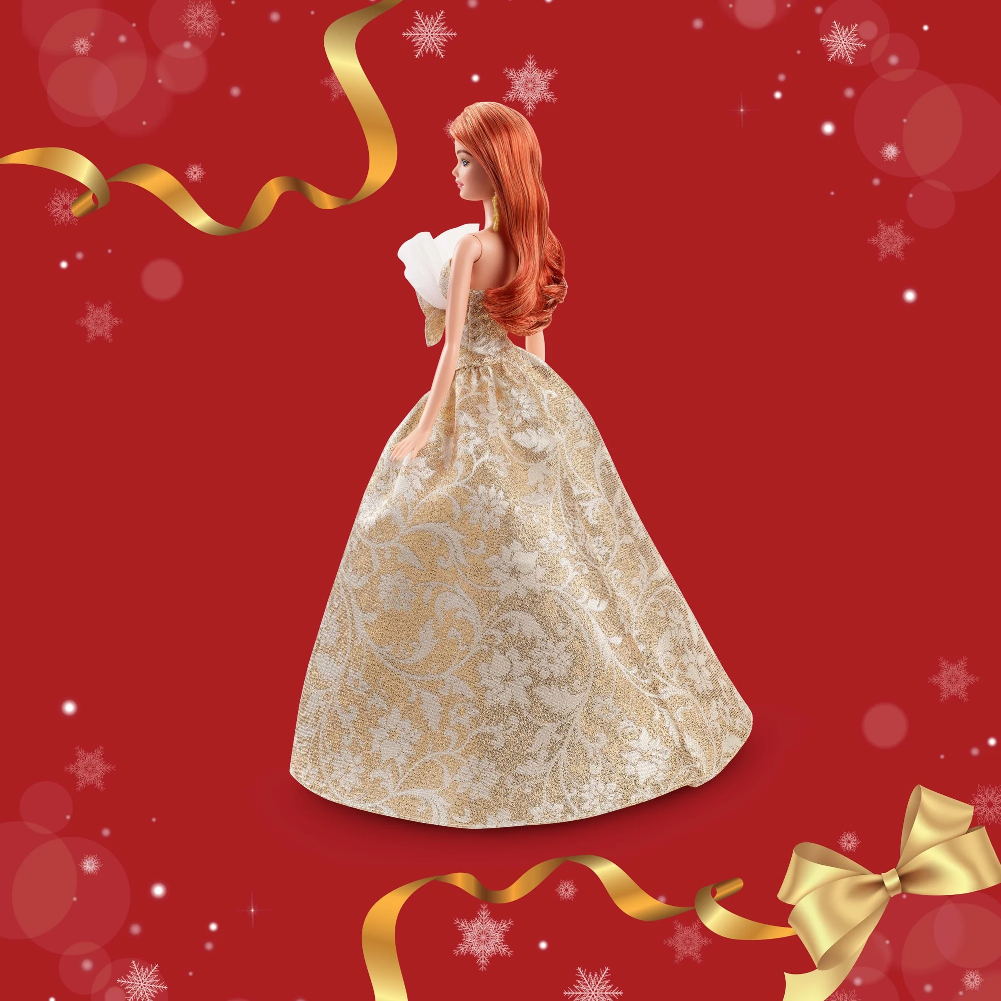 Barbie Signature 2025 Holiday Barbie Fashion Doll, Seasonal Collector, Red Hair With Silver & Gold Gown - Image 5