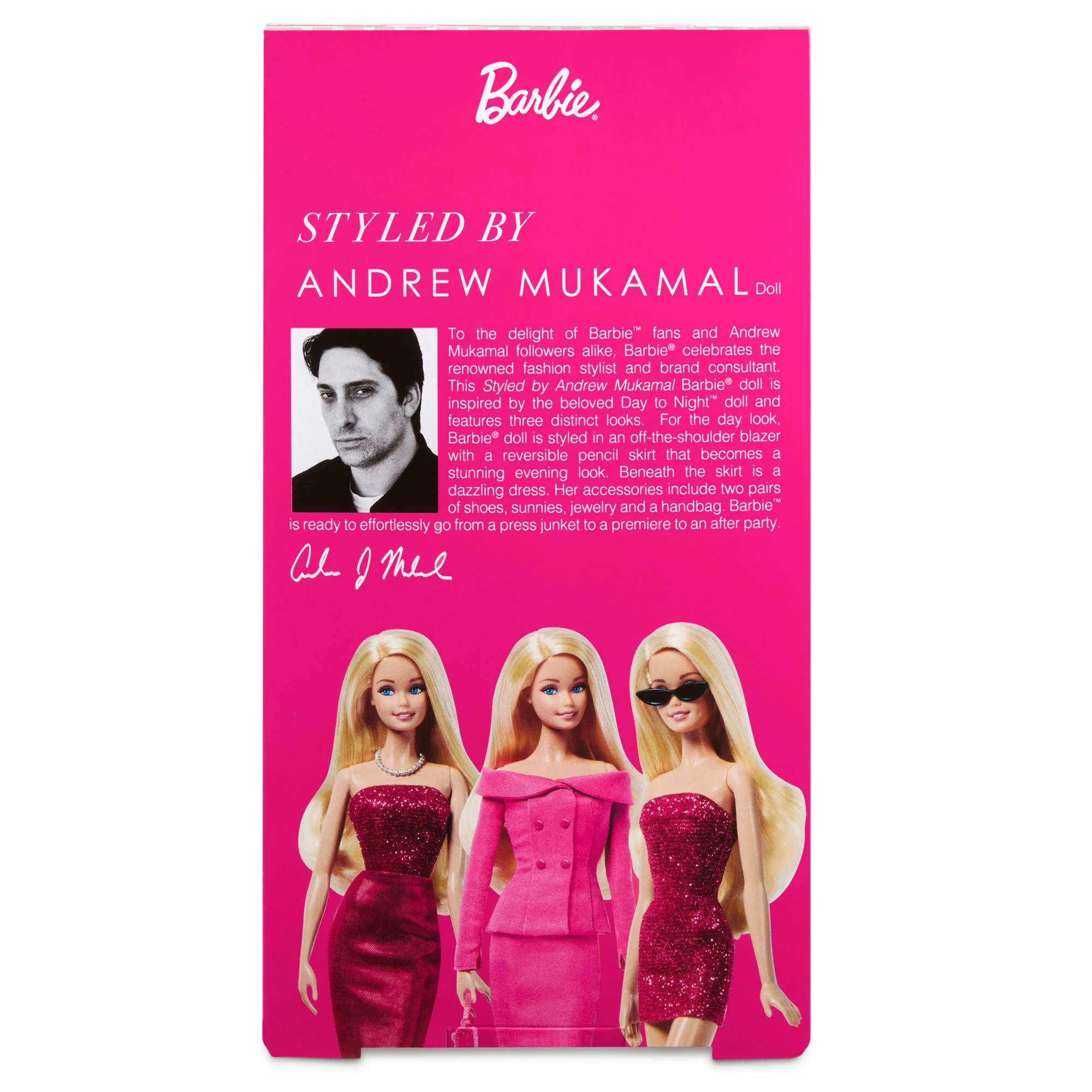 Barbie Signature Styled By Andrew Mukamal Barbie Doll With 3 Day-To-Night Looks & Accessories - Image 6