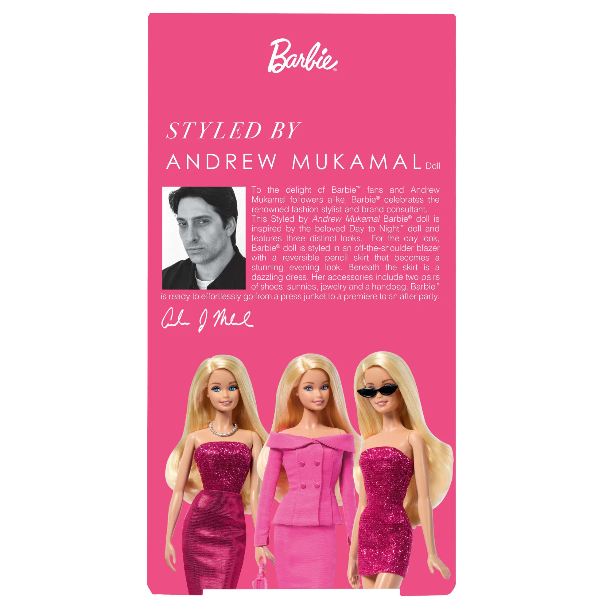 Barbie Signature Styled By Andrew Mukamal Poupée Barbie Avec 3 Tenues Pour Le Jour et La Nuit et Accessoires - Image 6