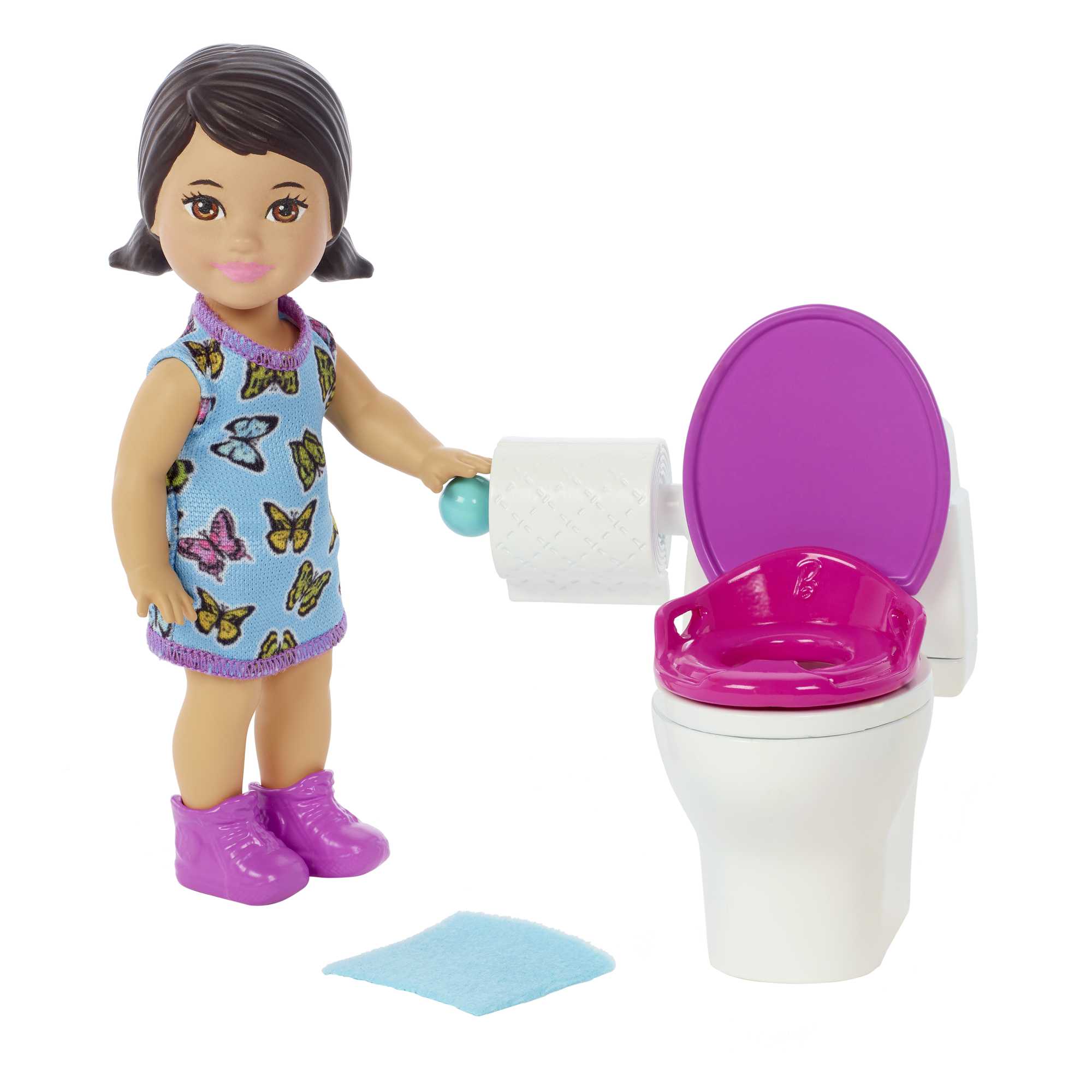 Barbie Small Doll And Accessories, Babysitters Inc. Set With Toilet And 5 Pieces - Image 2