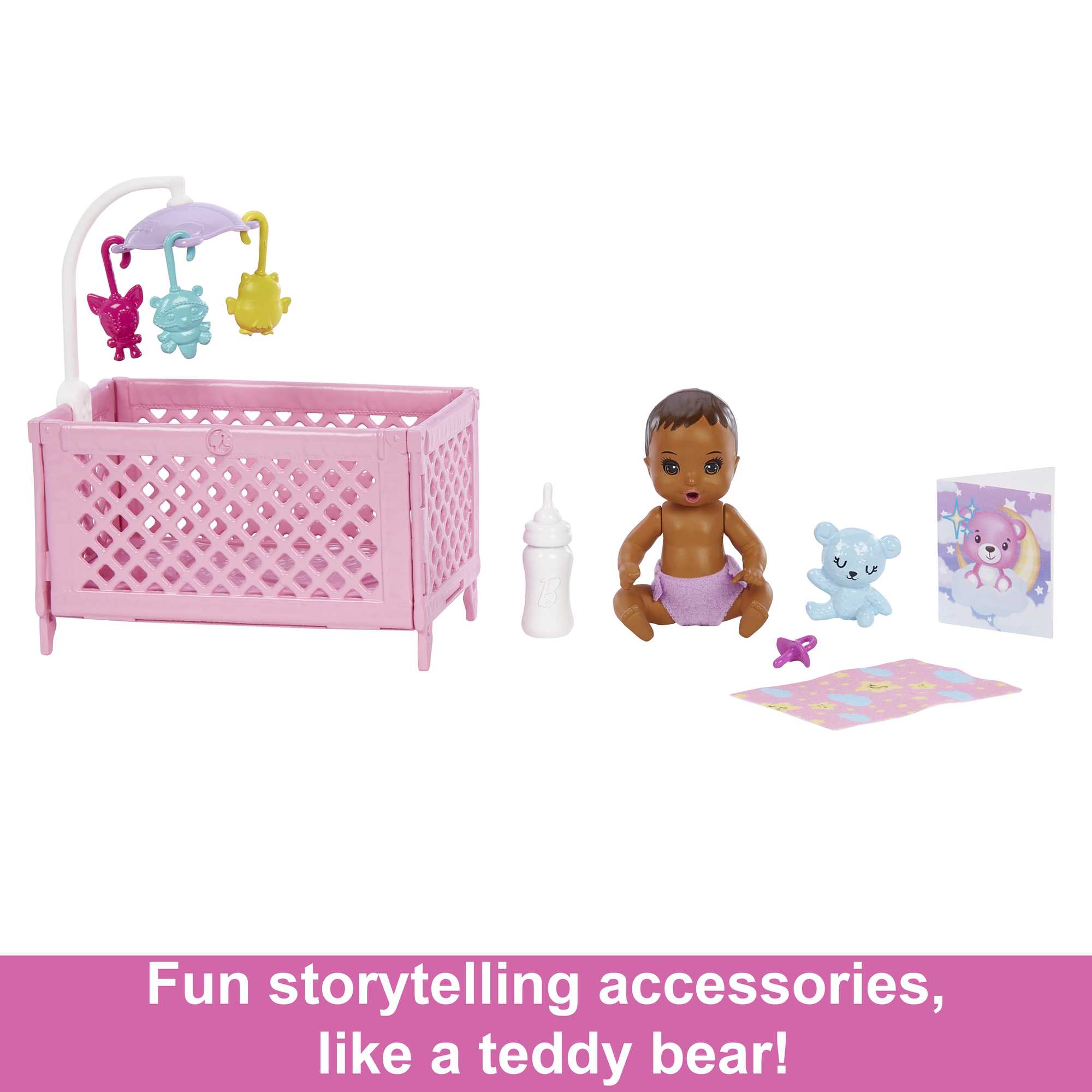 Barbie Skipper Babysitters Playset With Friend Doll, Baby Doll With Sleepy Eyes, Crib And Accessories - Image 4