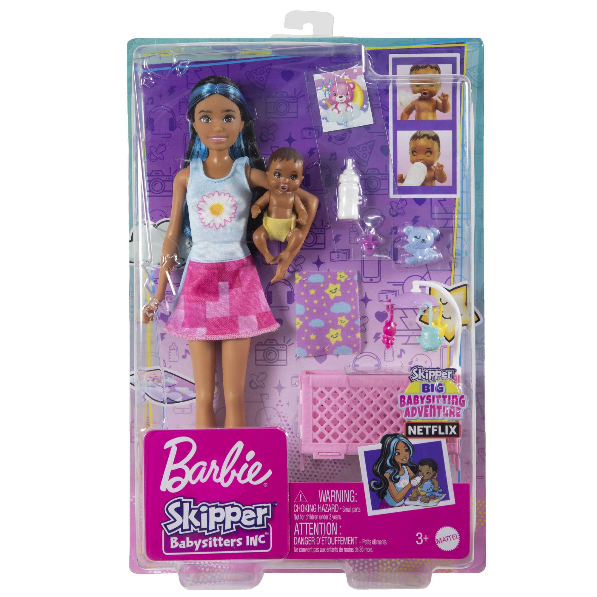 Barbie Skipper Babysitters Playset With Friend Doll, Baby Doll With Sleepy Eyes, Crib And Accessories - Image 6